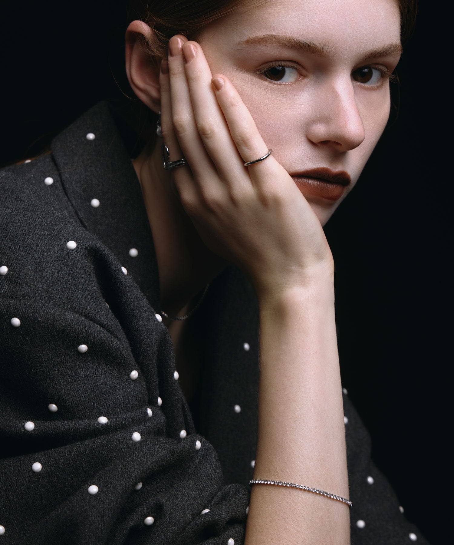 [シルバー]ビジューブレスレット