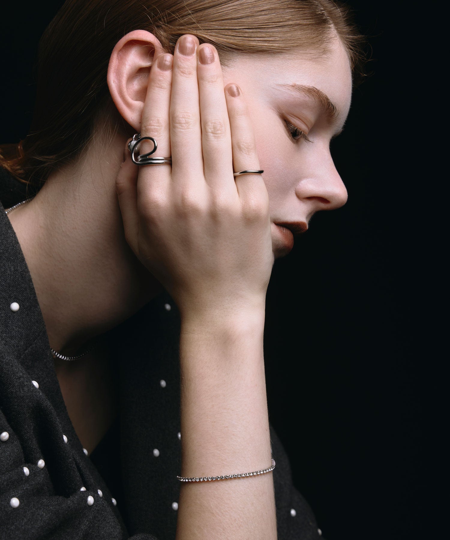 [シルバー]ビジューブレスレット