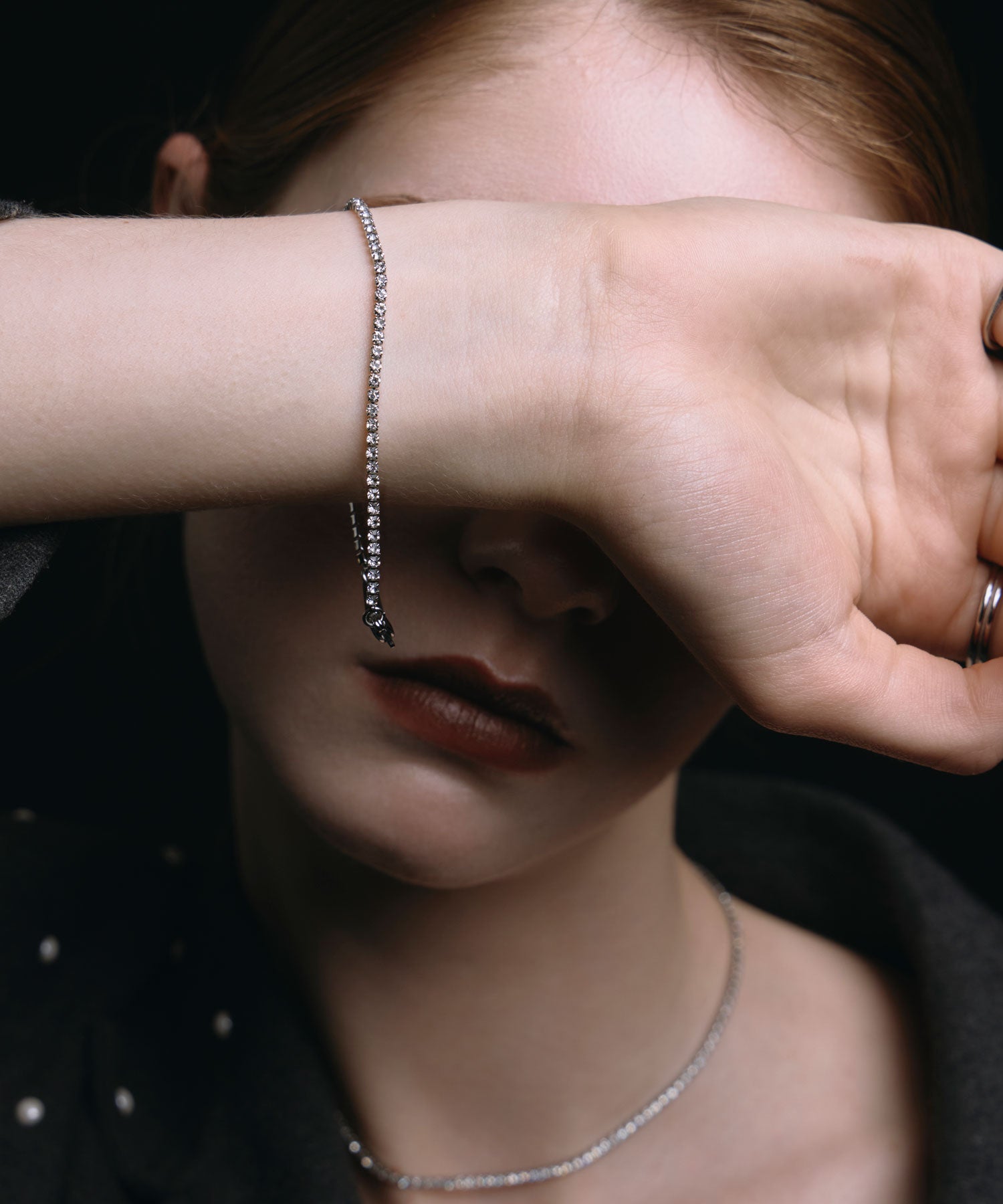 [シルバー]ビジューブレスレット