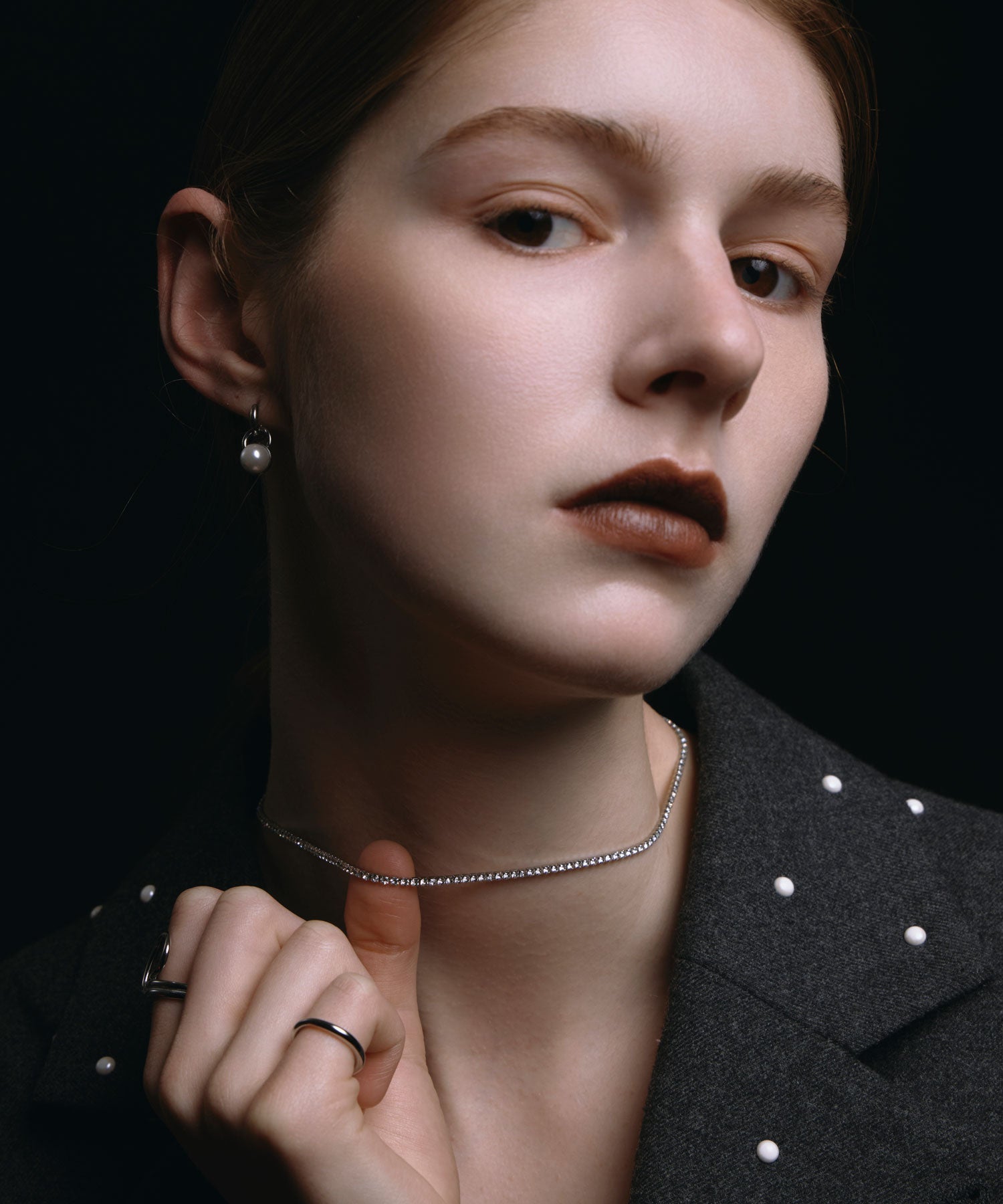 [シルバー]ビジューネックレス