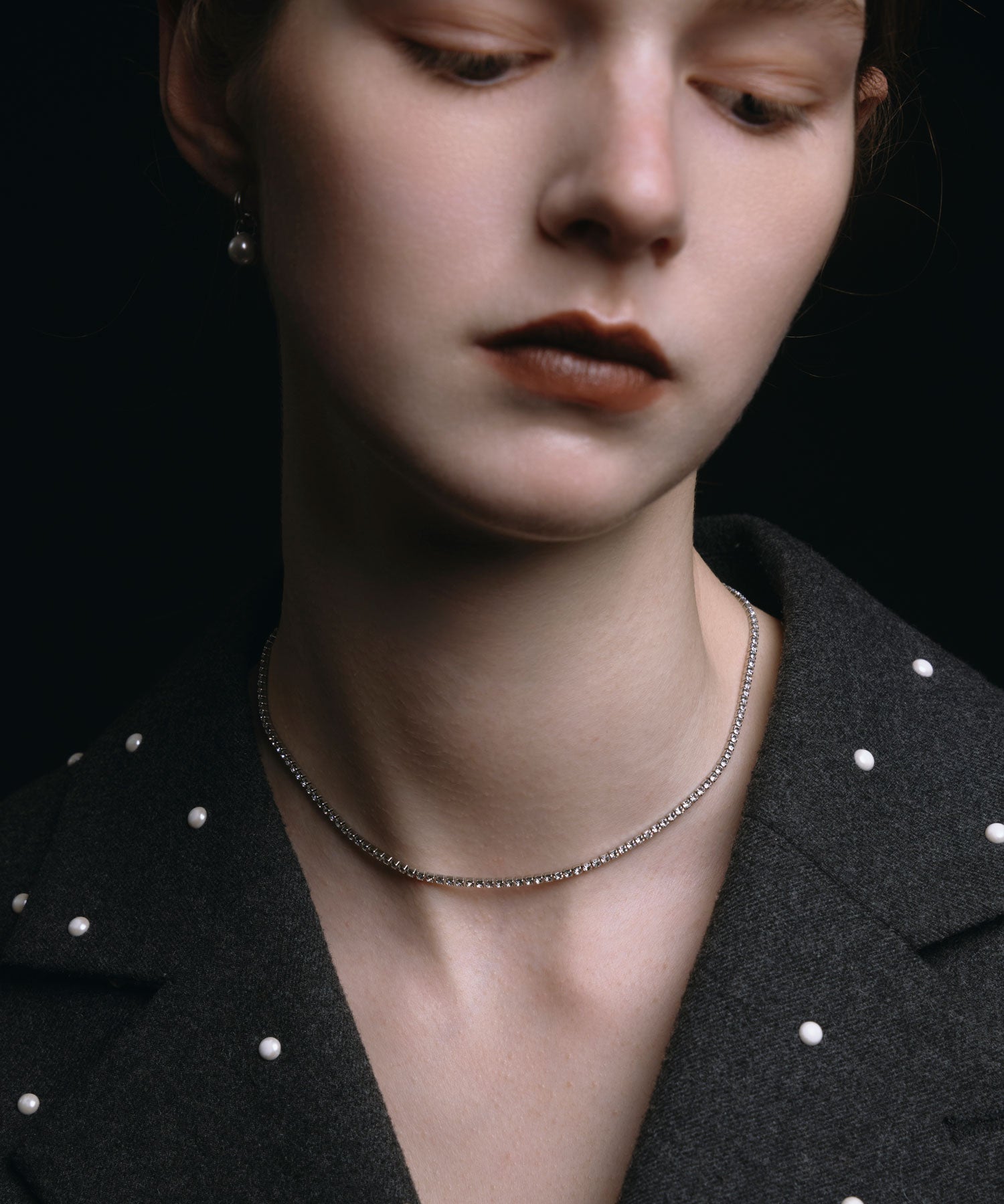 [シルバー]ビジューネックレス