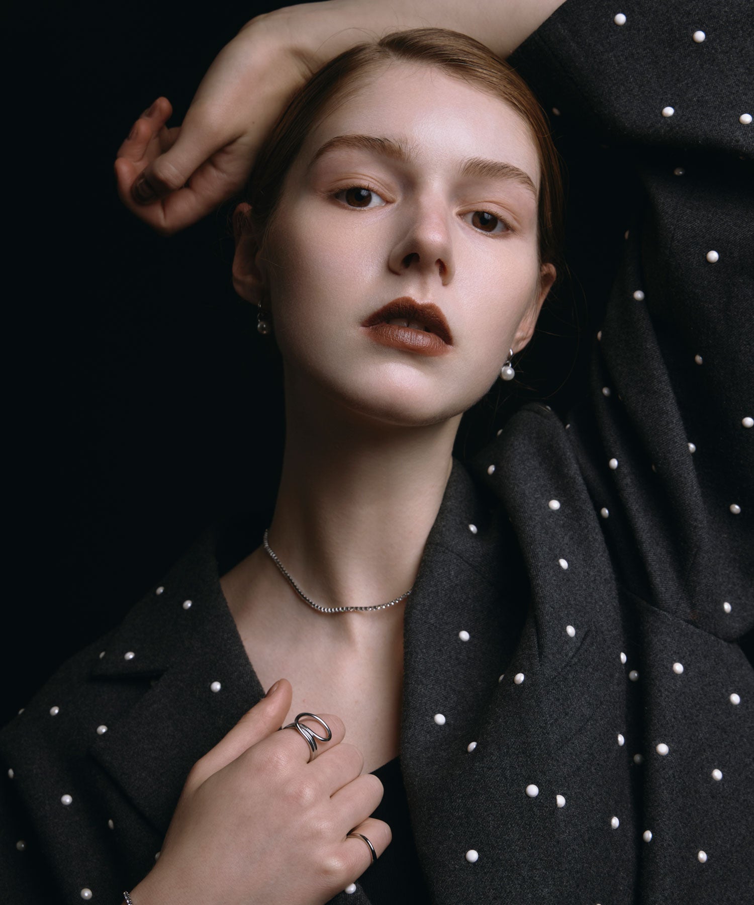 [シルバー]ビジューネックレス