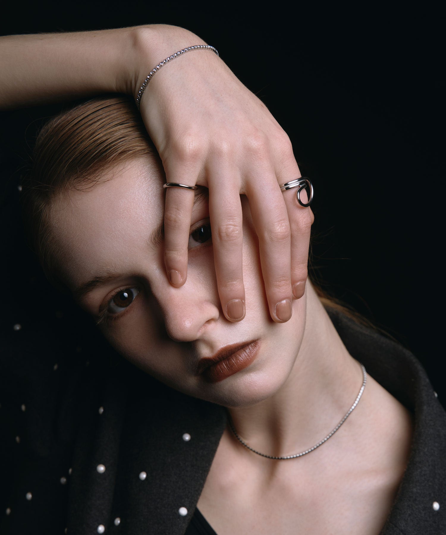 [シルバー]ビジューネックレス