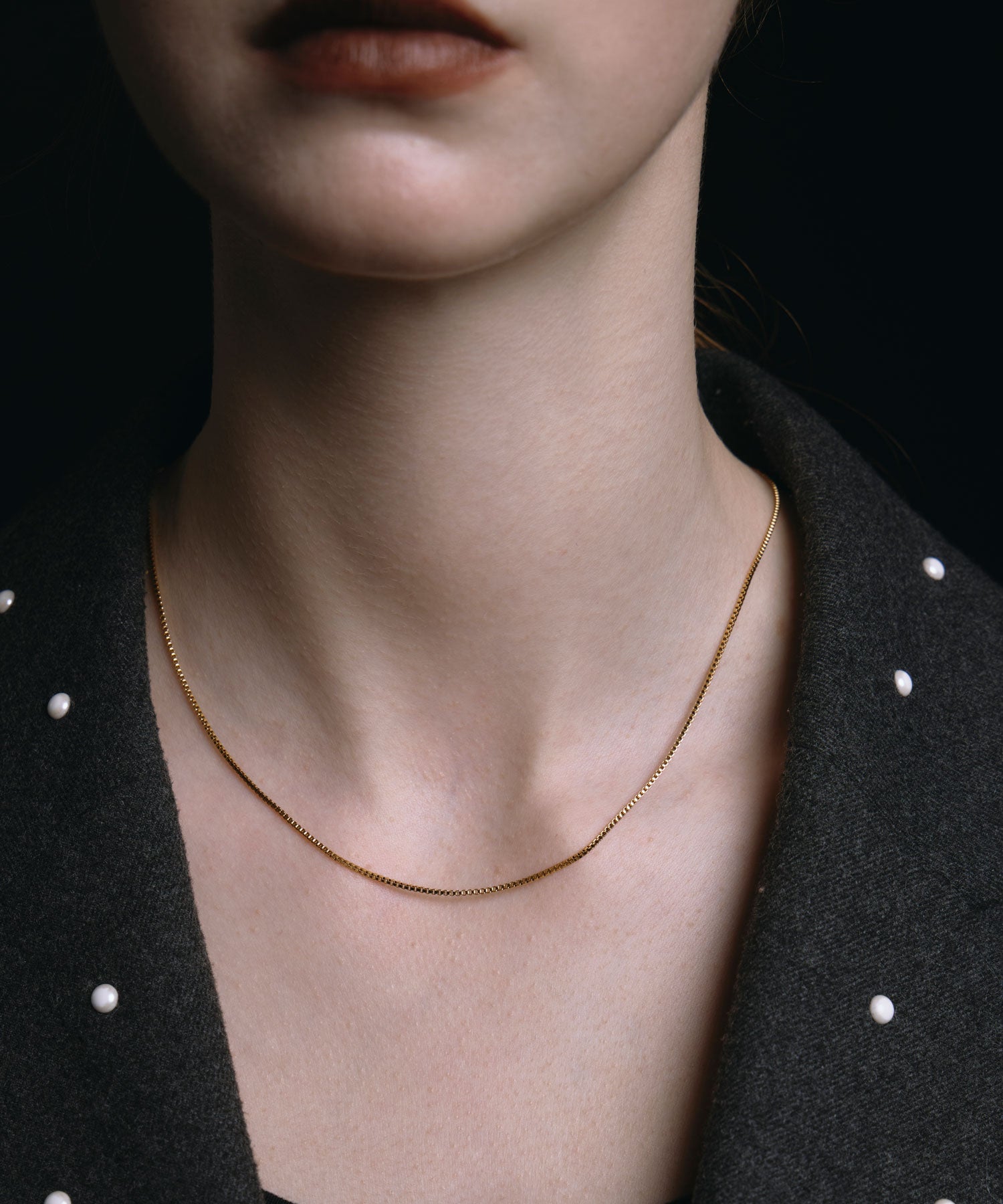 [ゴールド]ボックスチェーンネックレス