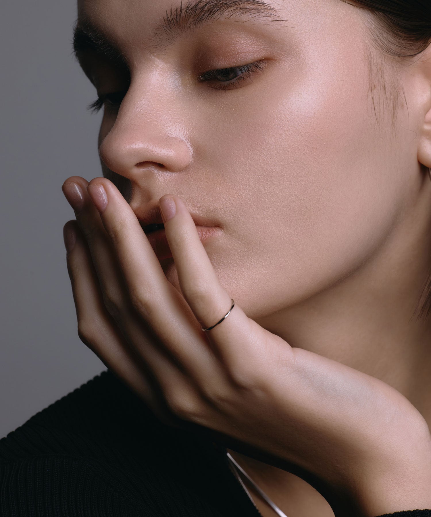 [银]宽扭曲粉红戒指