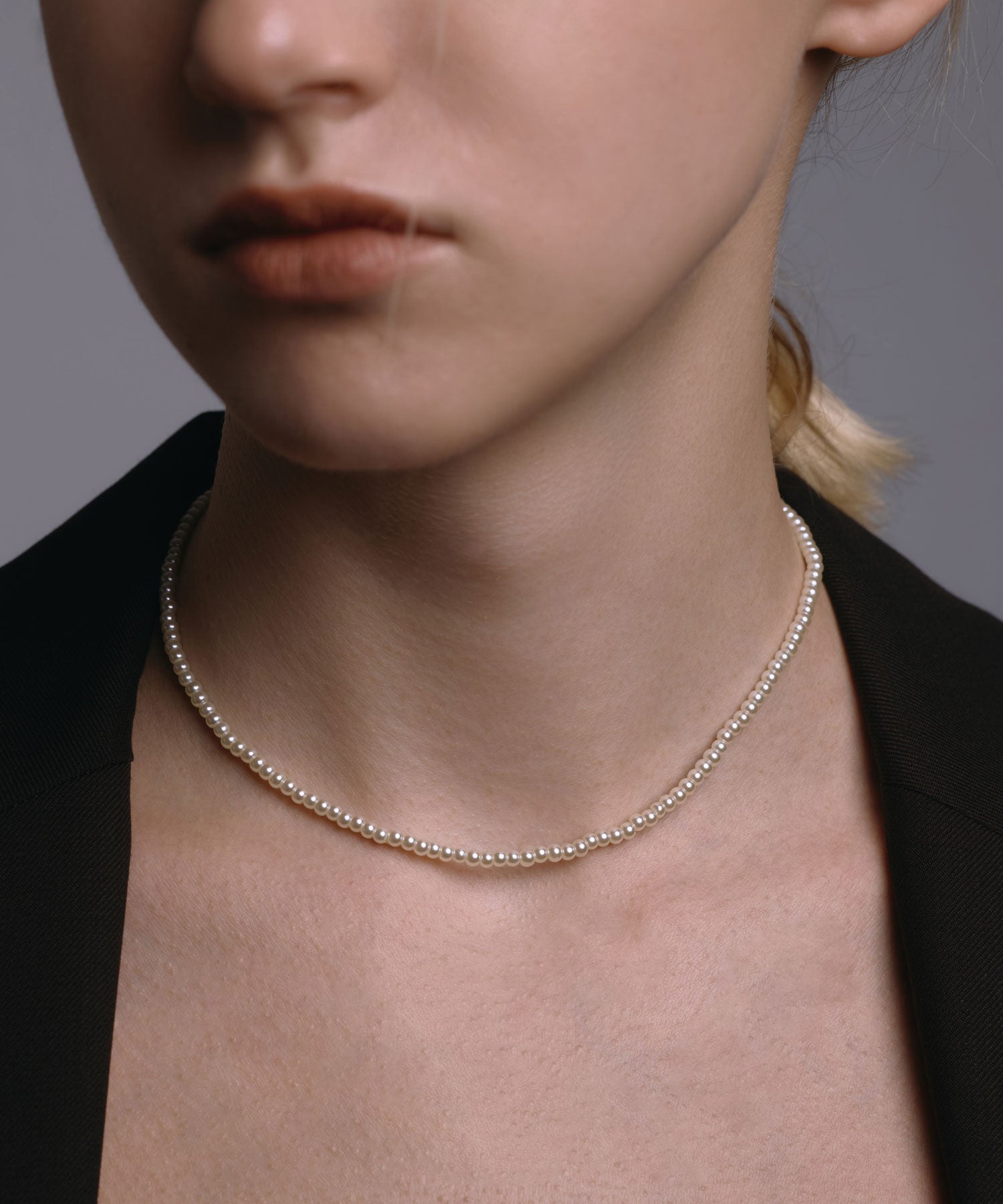 [ゴールド]ベーシックミニパールネックレス34cm