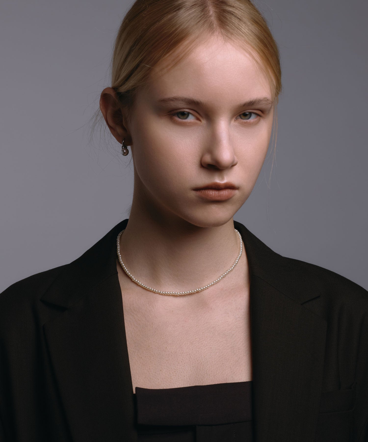 [シルバー]ベーシックミニパールネックレス34cm