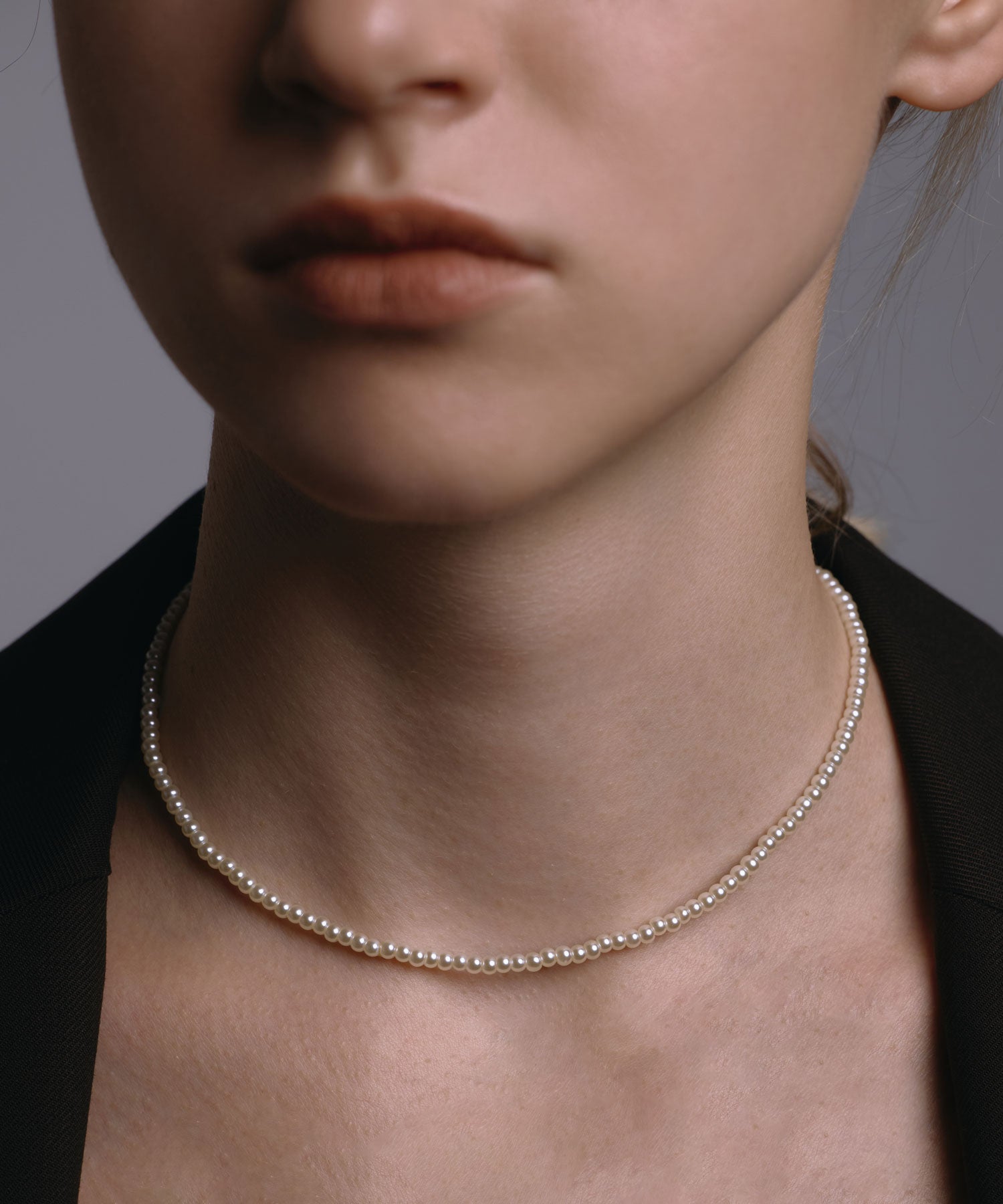 [ゴールド]ベーシックミニパールネックレス34cm