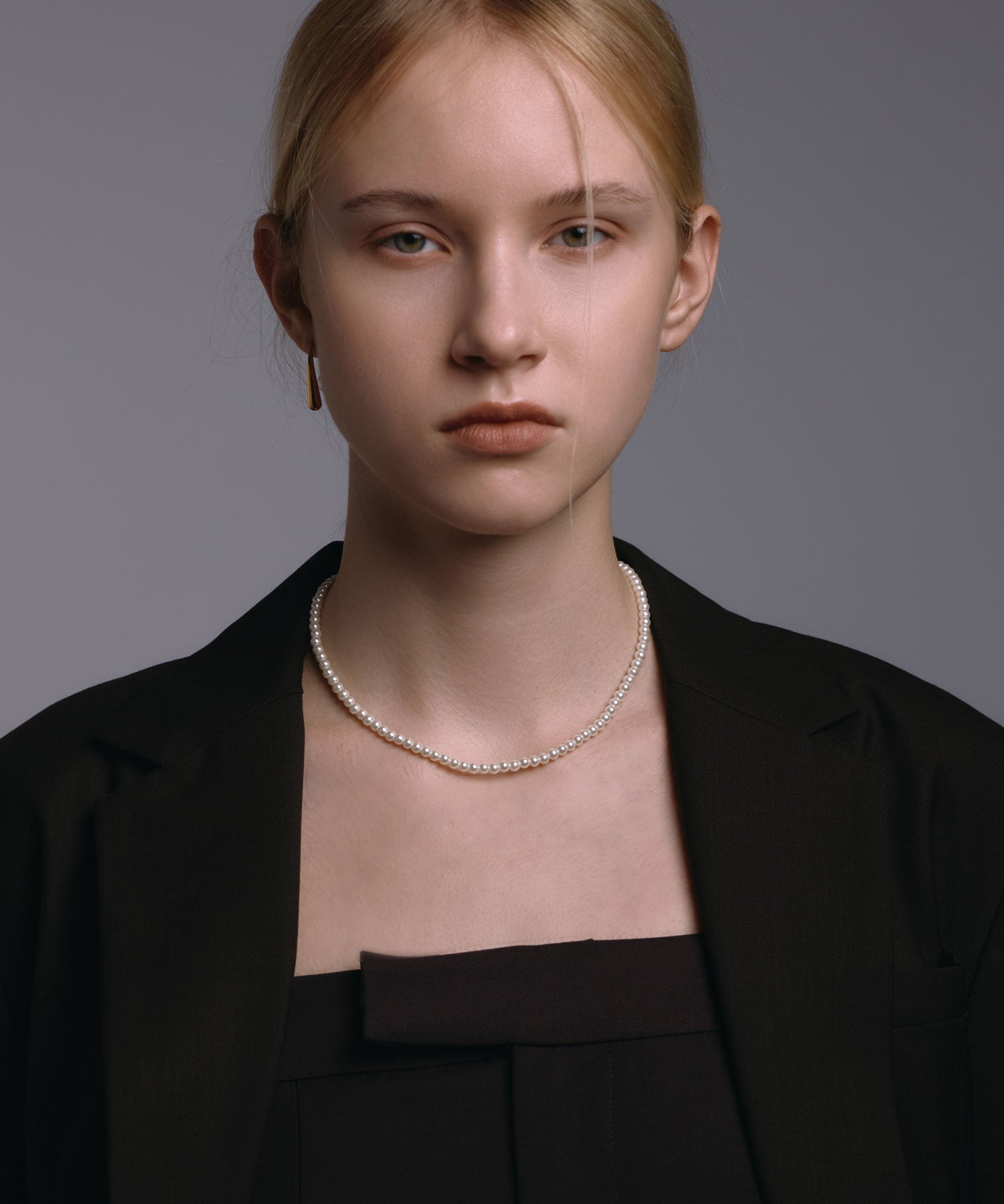 ゴールド]ベーシックミディアムパールネックレス37cm