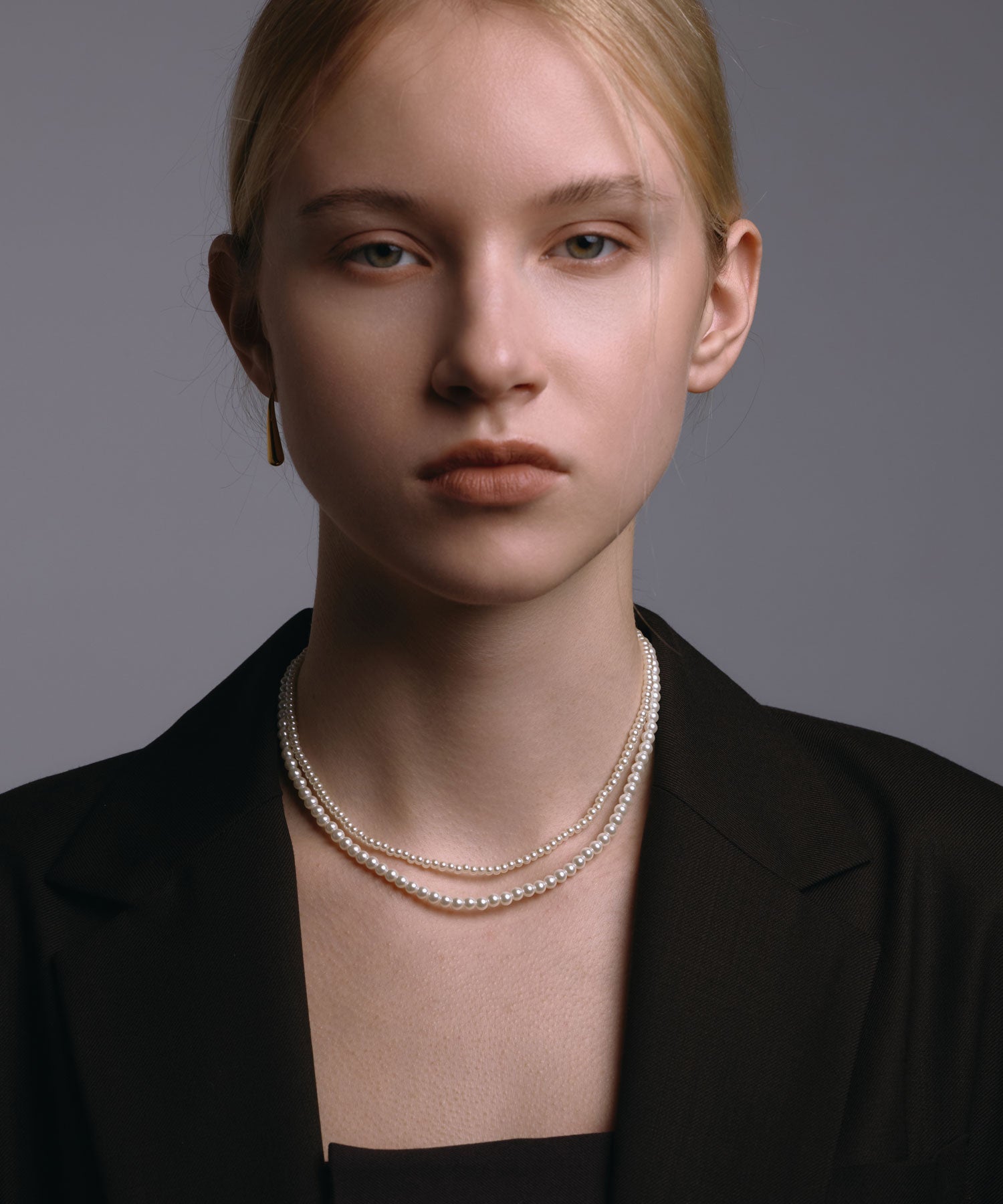 [ゴールド]ベーシックミディアムパールネックレス37cm