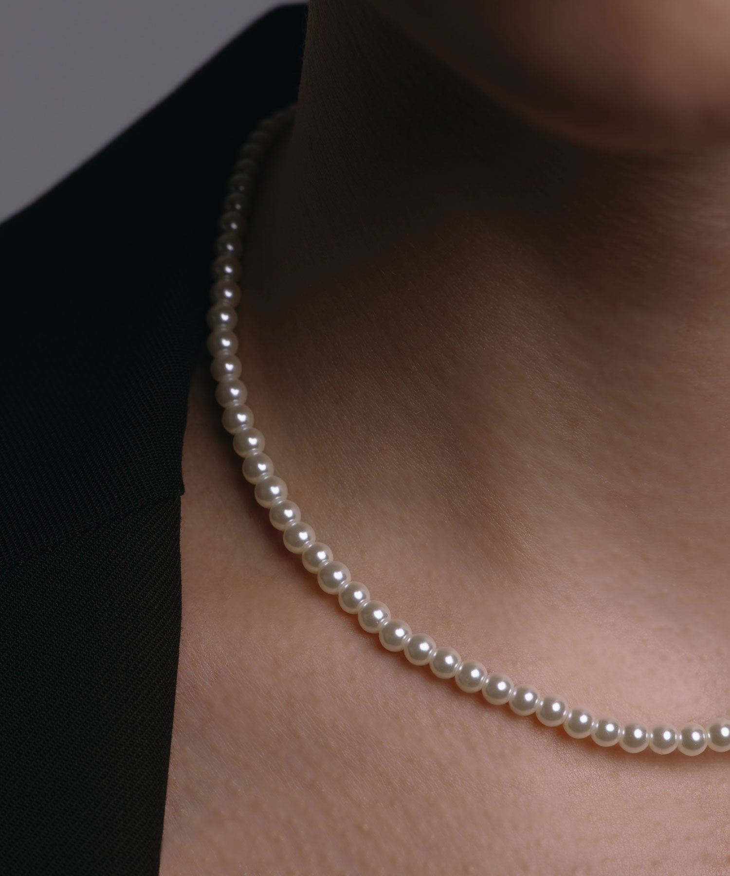 [ゴールド]ベーシックミディアムパールネックレス37cm