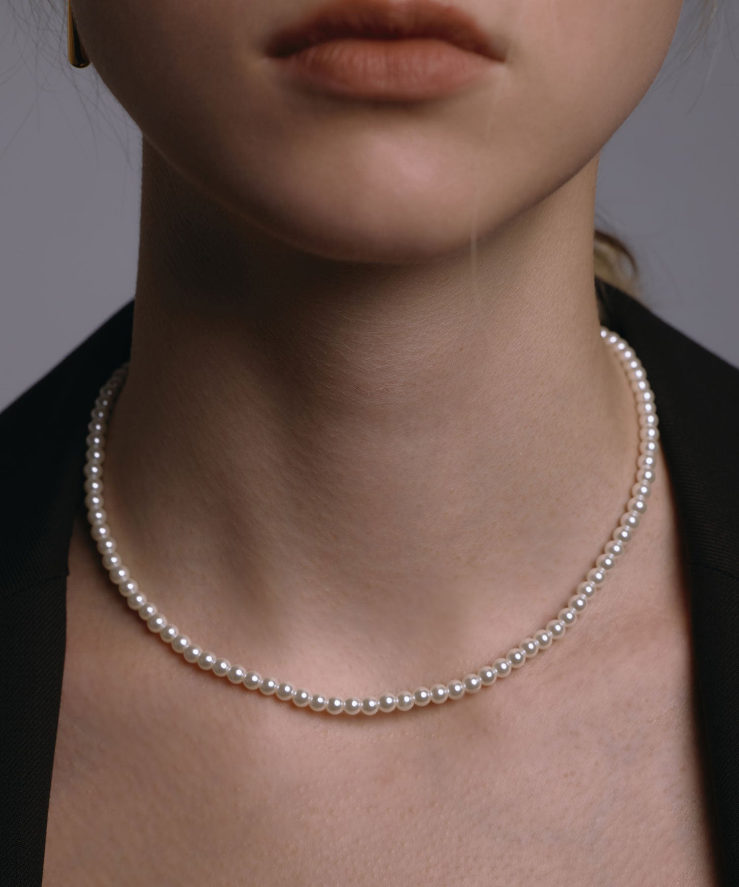 [ゴールド]ベーシックミディアムパールネックレス37cm