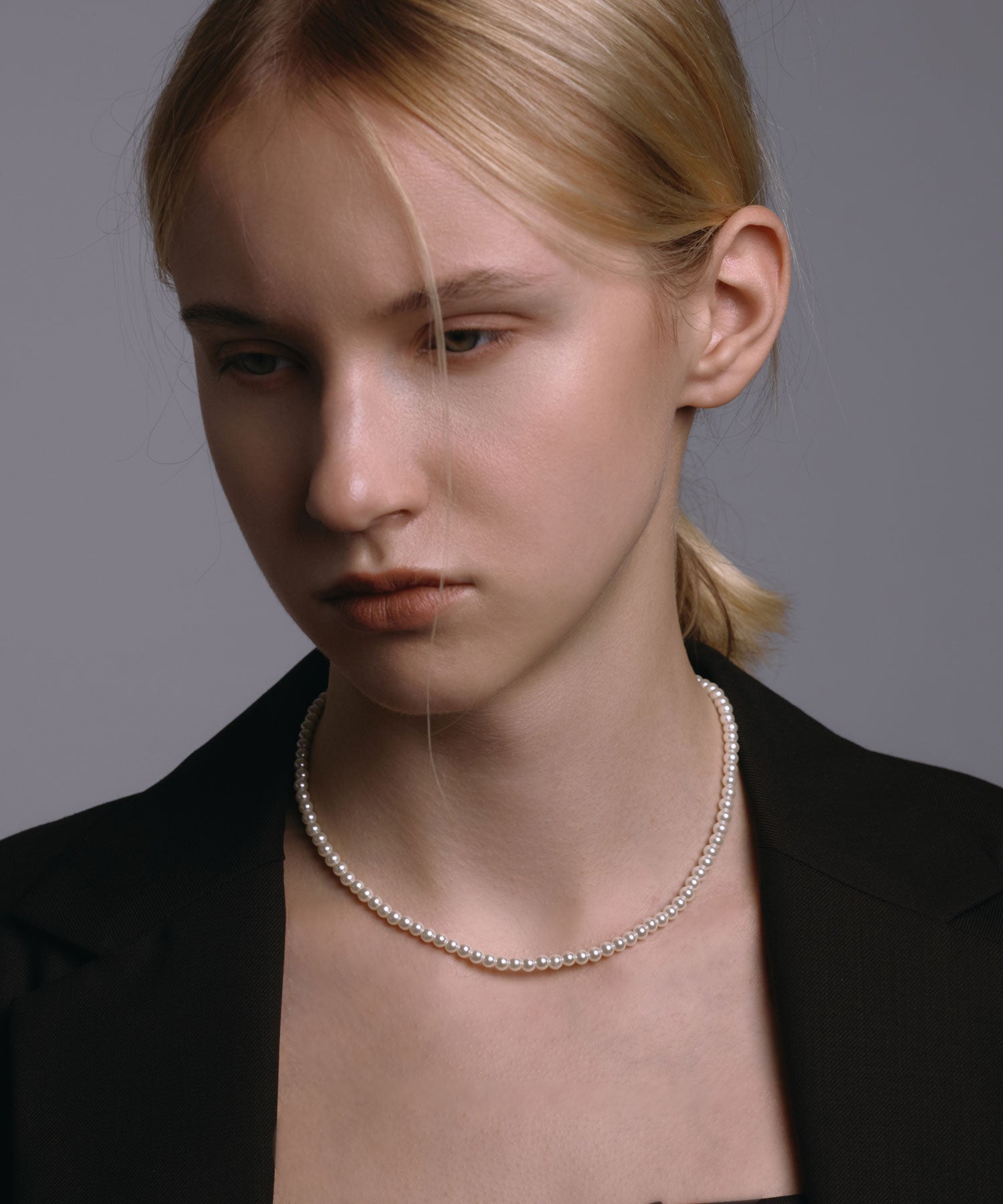 [ゴールド]ベーシックミディアムパールネックレス37cm