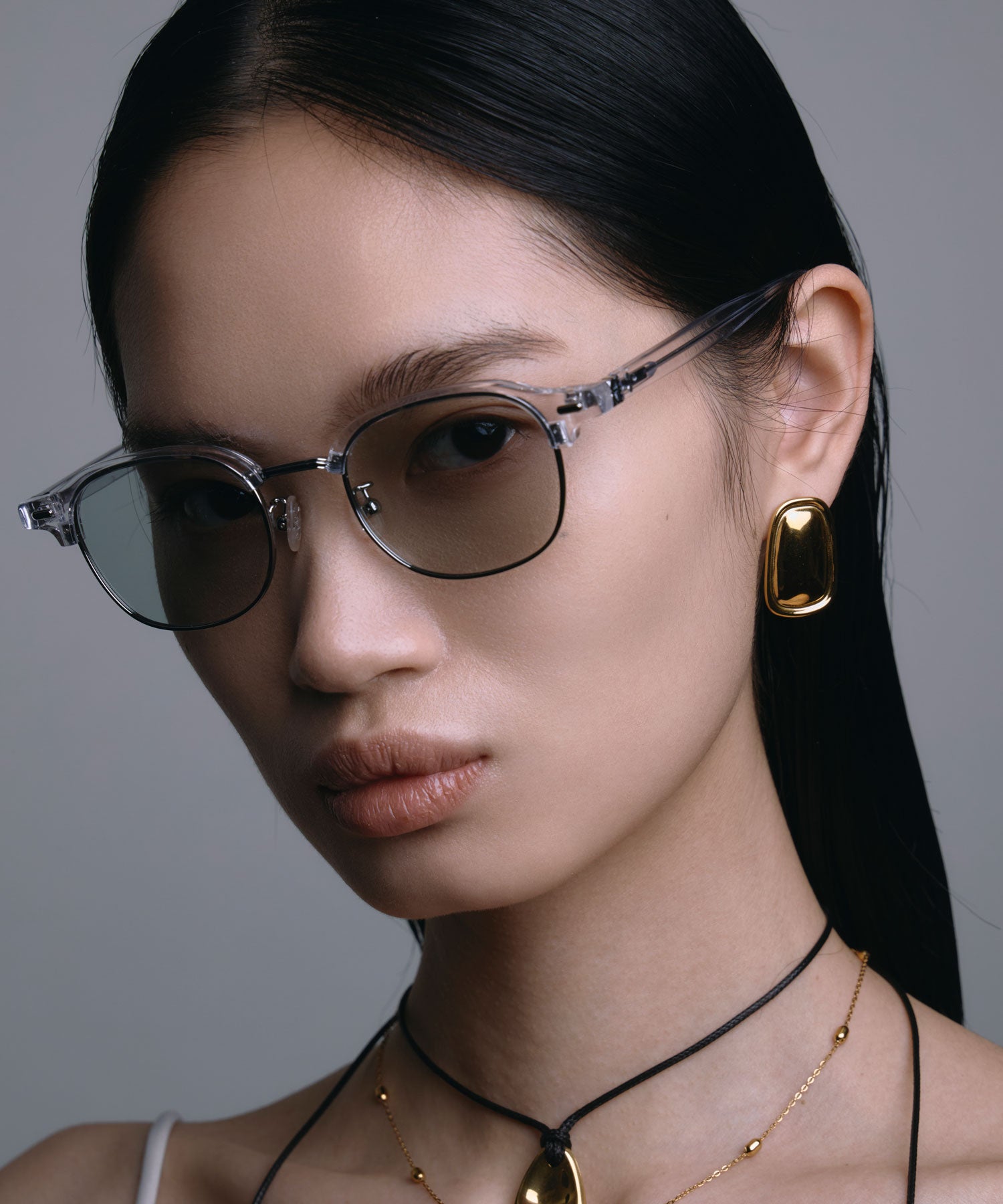 [グレー]クラシックブロウアイウェア