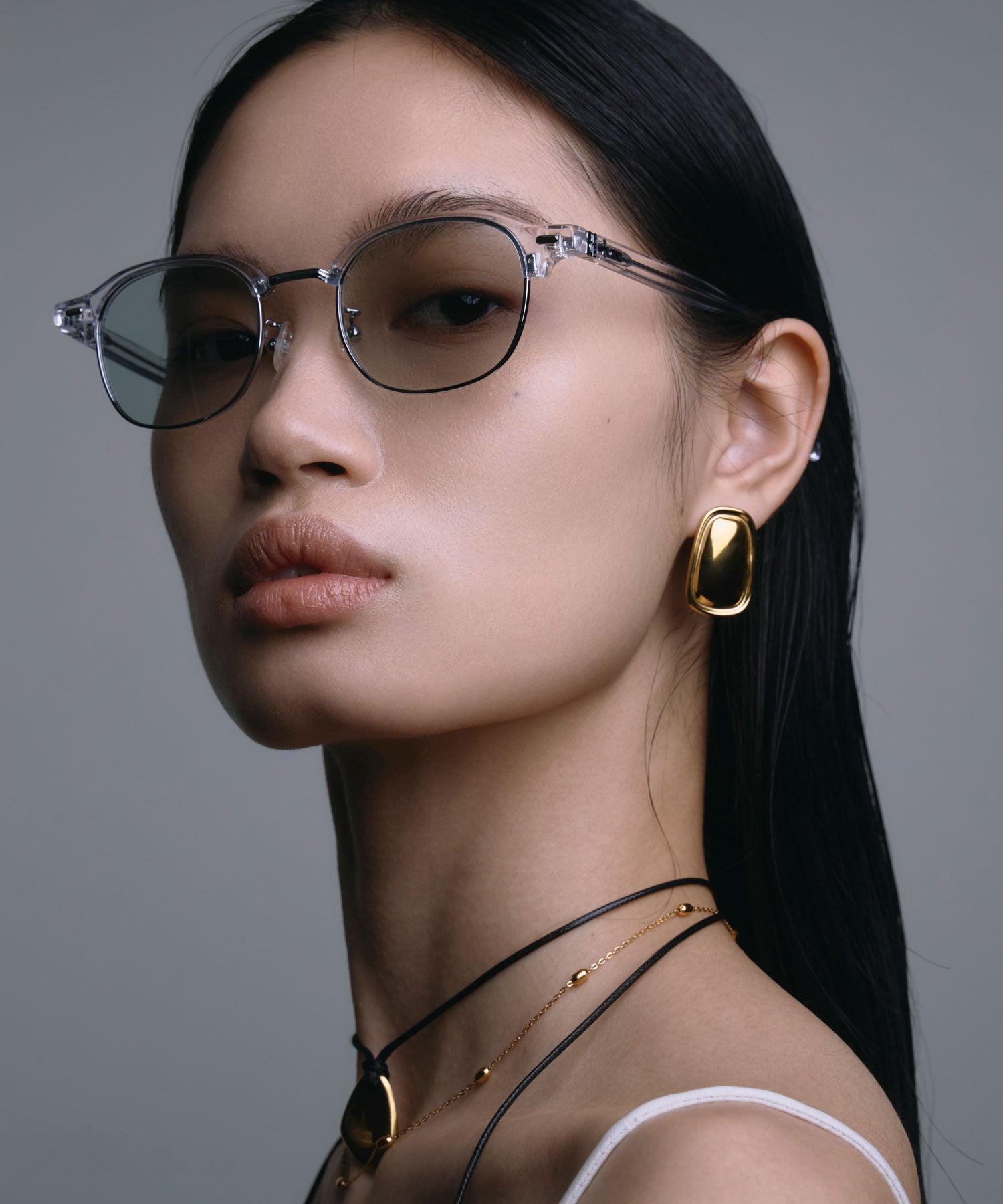 [グレー]クラシックブロウアイウェア