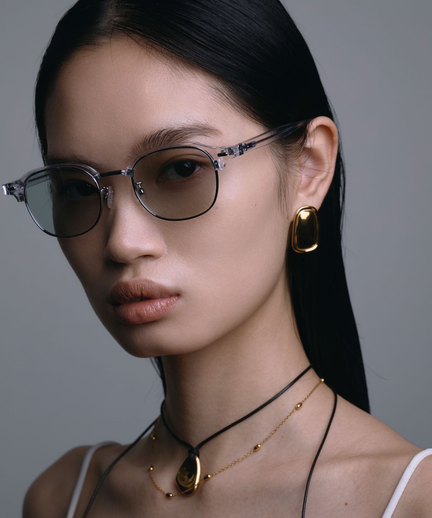 [グレー]クラシックブロウアイウェア