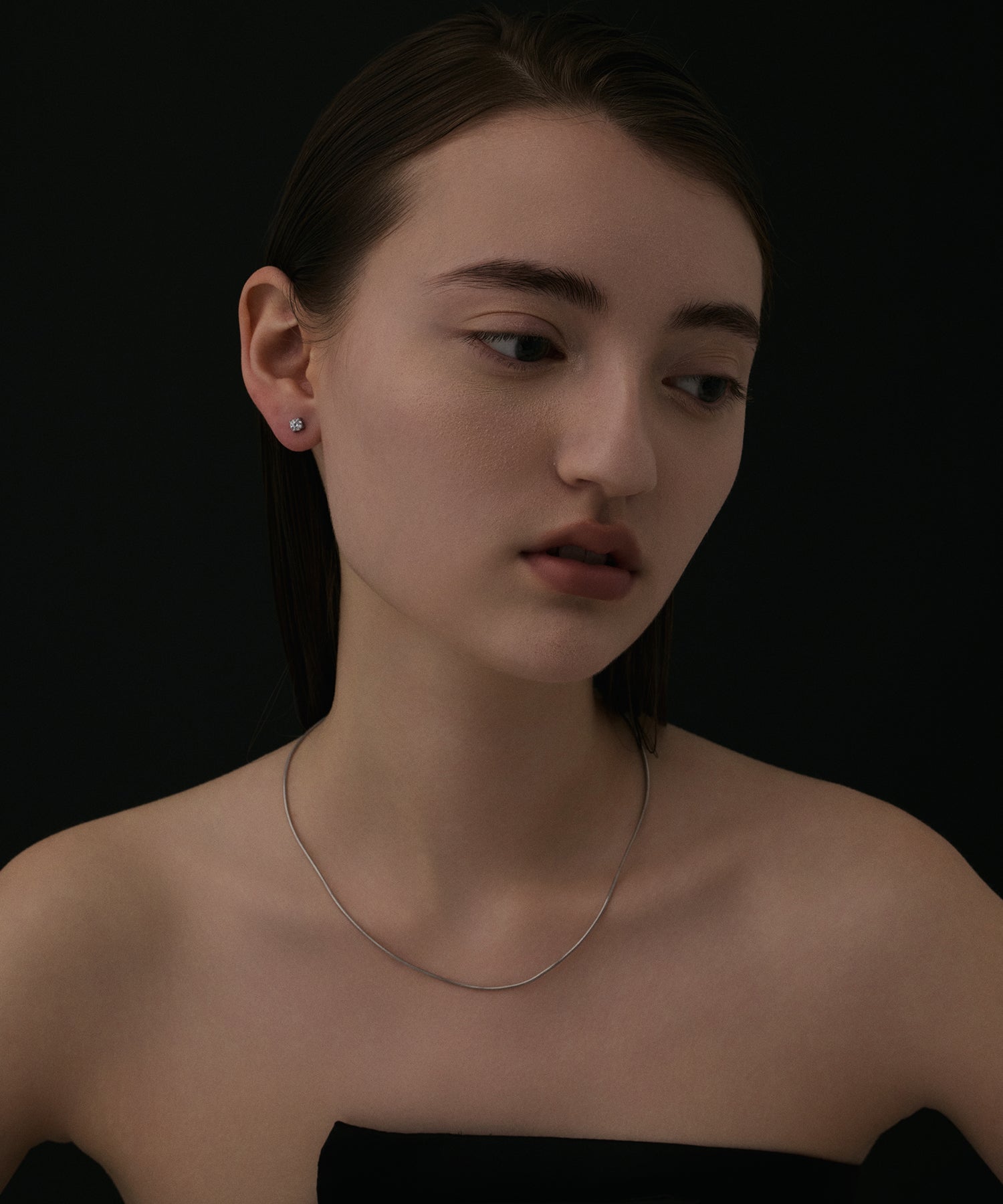 シルバー]1mmスネークチェーンネックレス/39cm