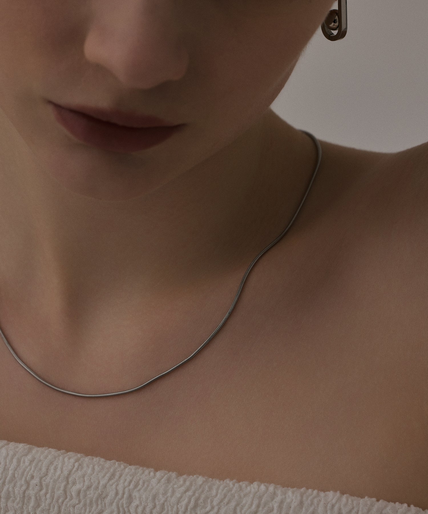 シルバー]1mmスネークチェーンネックレス/45cm