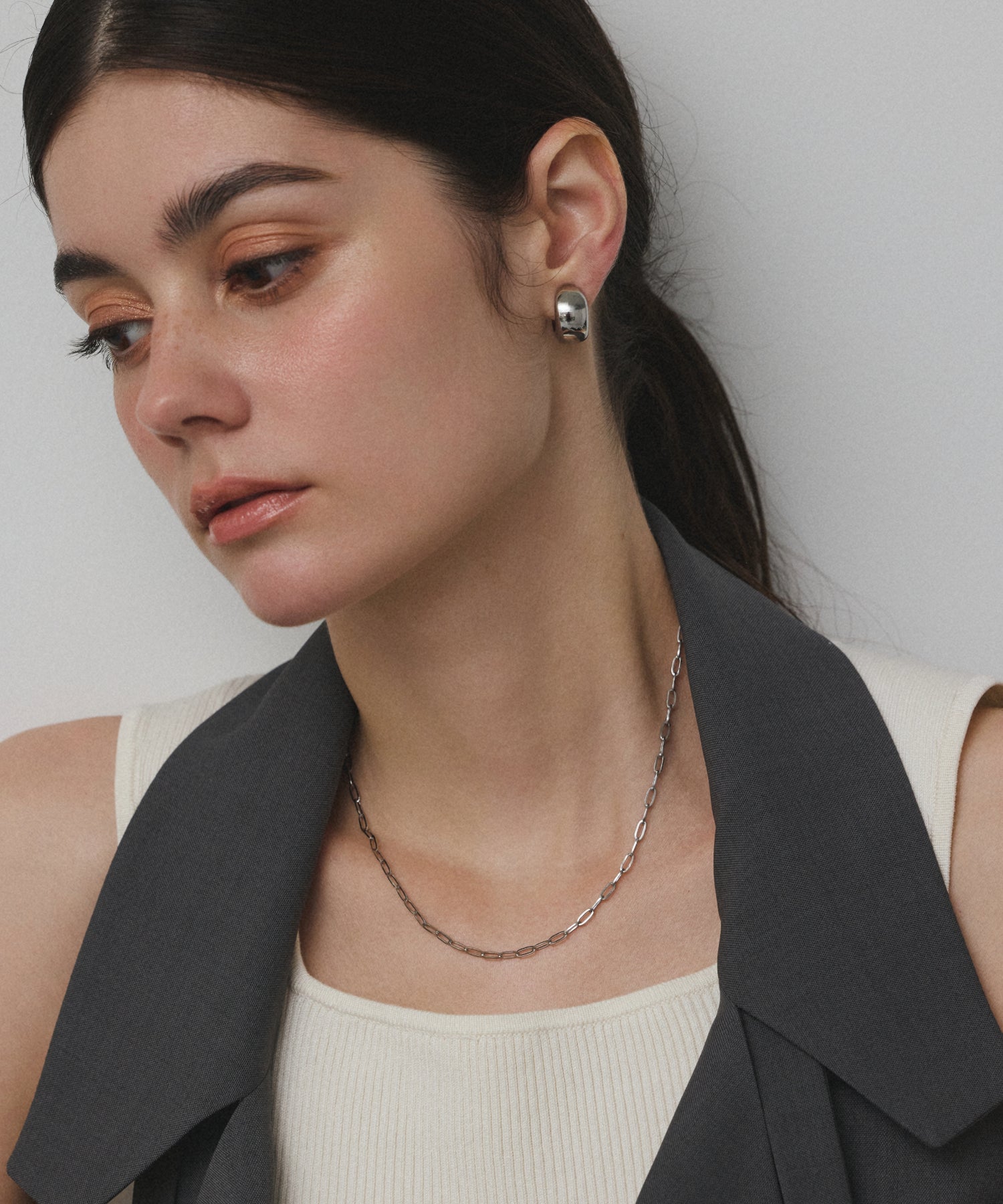   シルバー ラウンドピアス シルバー]ラウンドクリップイヤリング