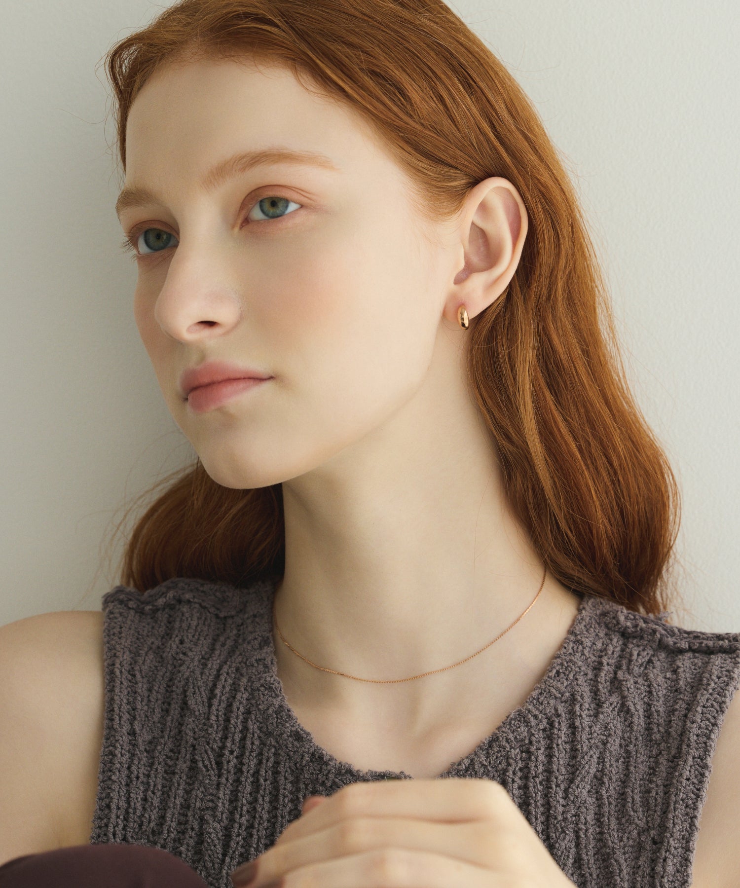 ピンクゴールド]ツイストスネークチェーンネックレス/34cm