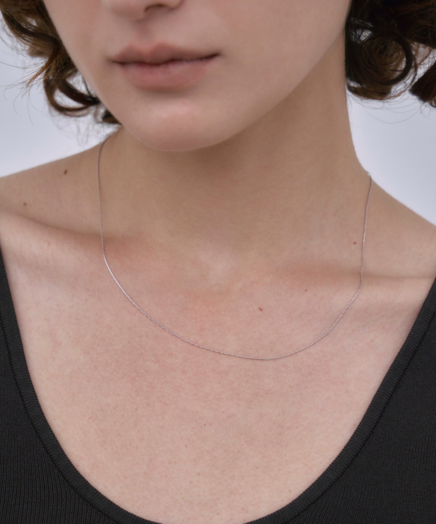 [Silver] 0.6mm Chain Necklace/45cm