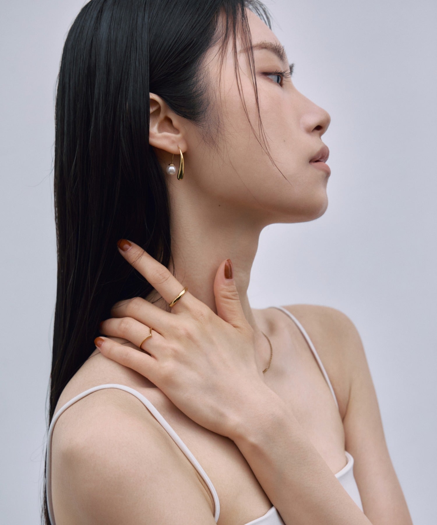 [Gold] 2-way pearl icicle earrings