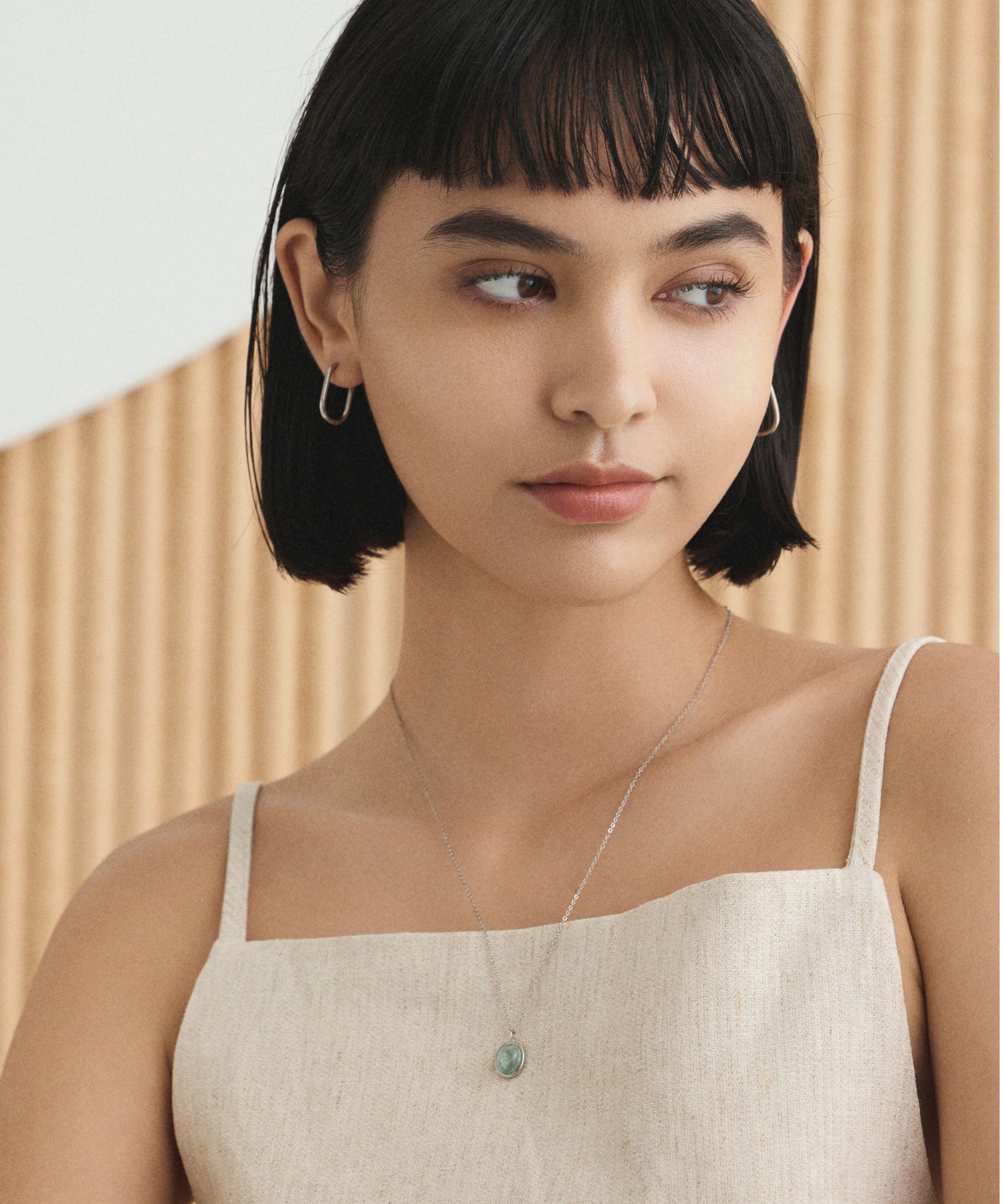 [Blue] Round Stone Necklace
