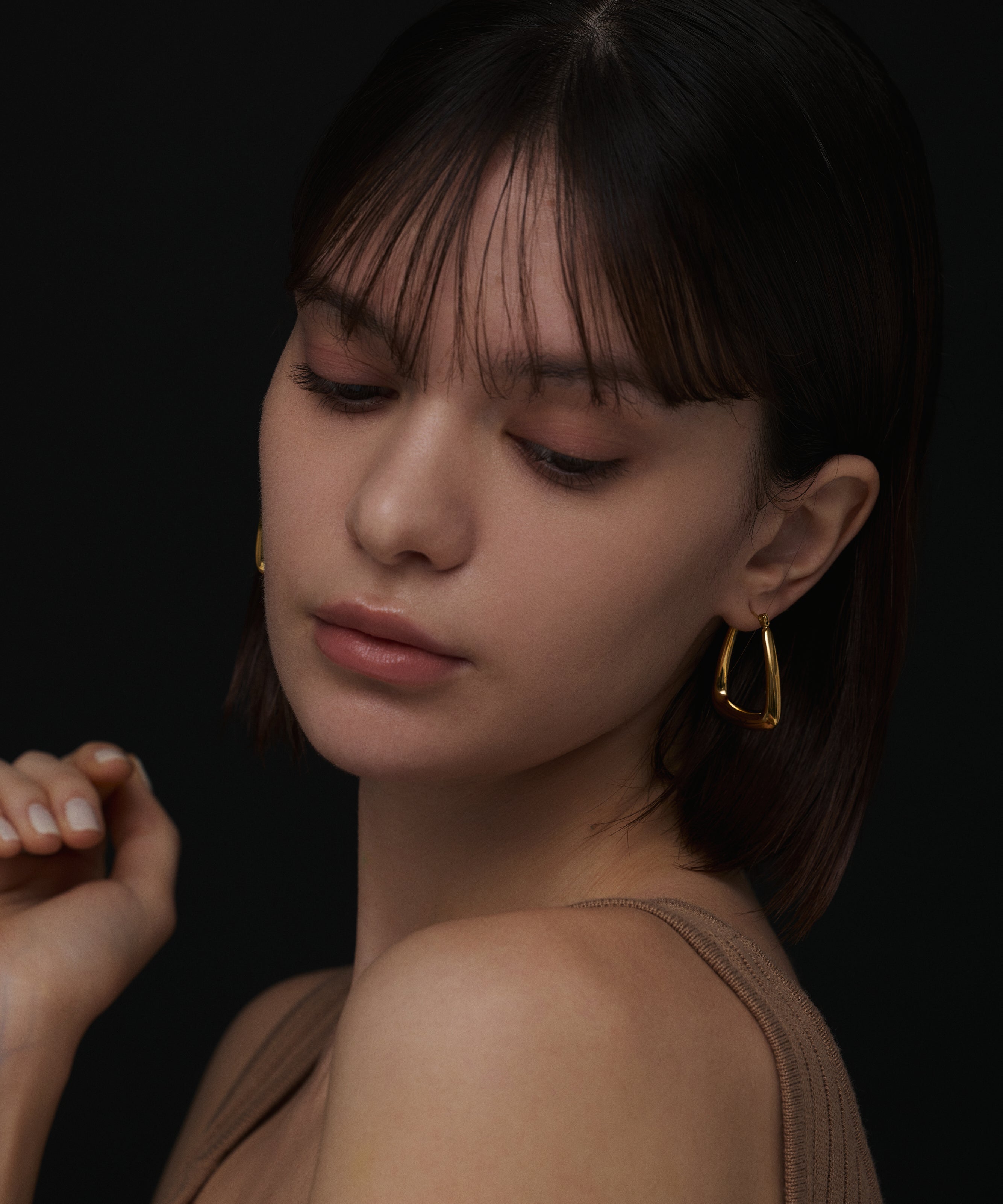 ゴールド三角形ピアス(片耳用) ユニセックス ピアス メンズ レディース 三角ピアス 三角 三角形 ステンレス