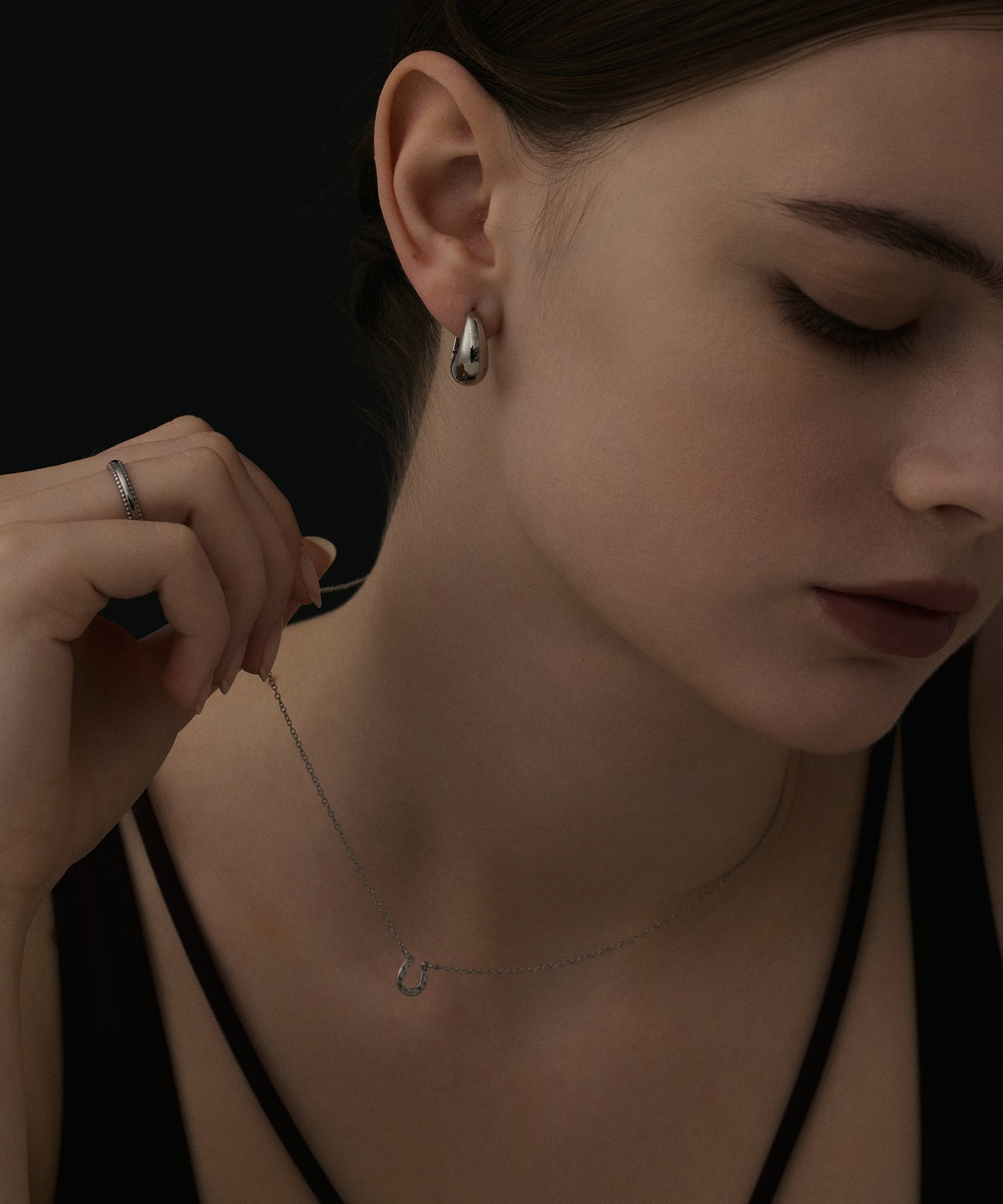 シルバー]ドロップレットピアス