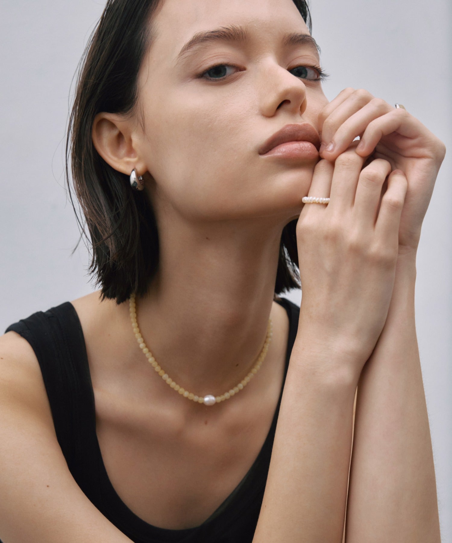 シルバー]ドロップレットピアス
