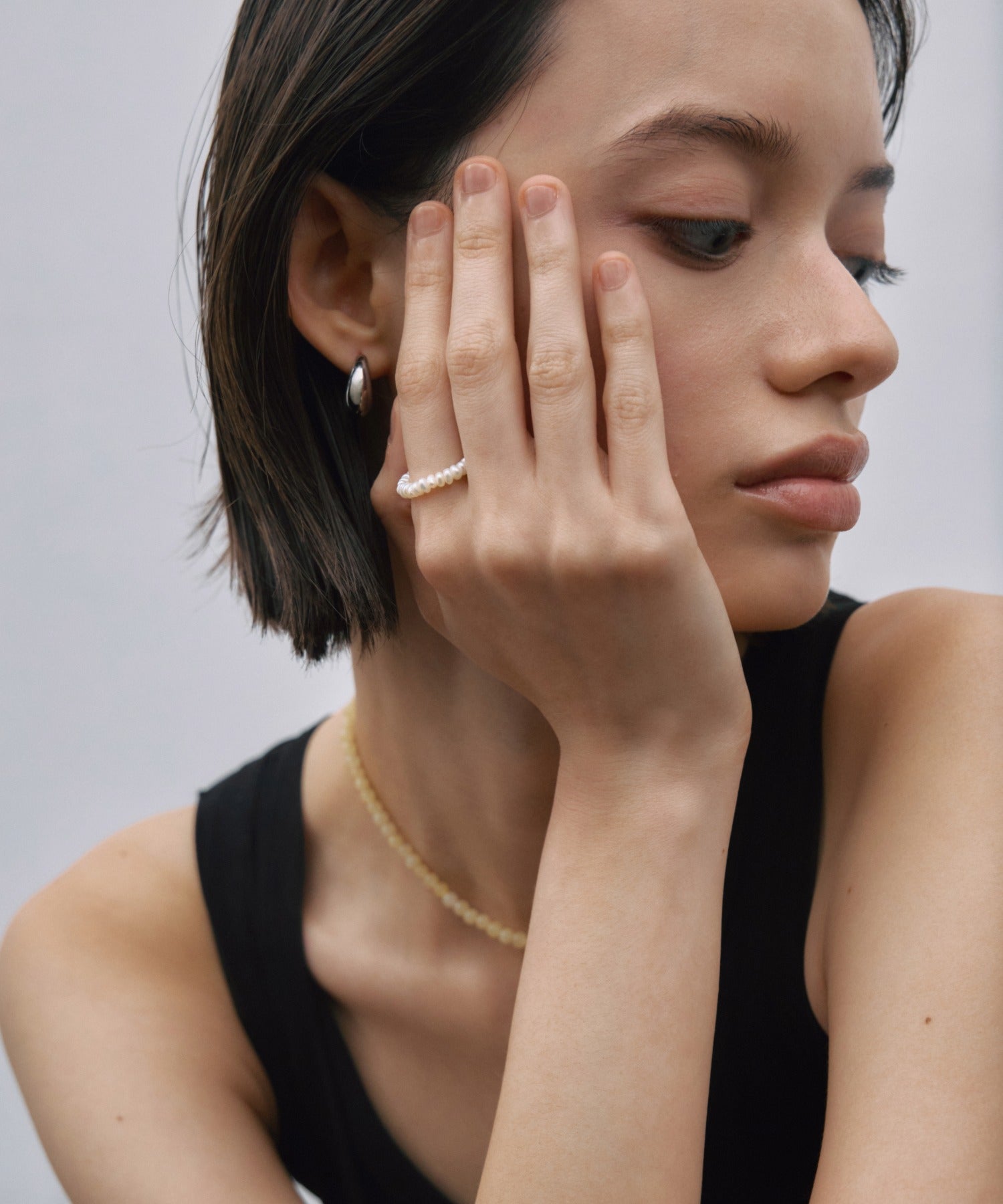 シルバー]ドロップレットピアス