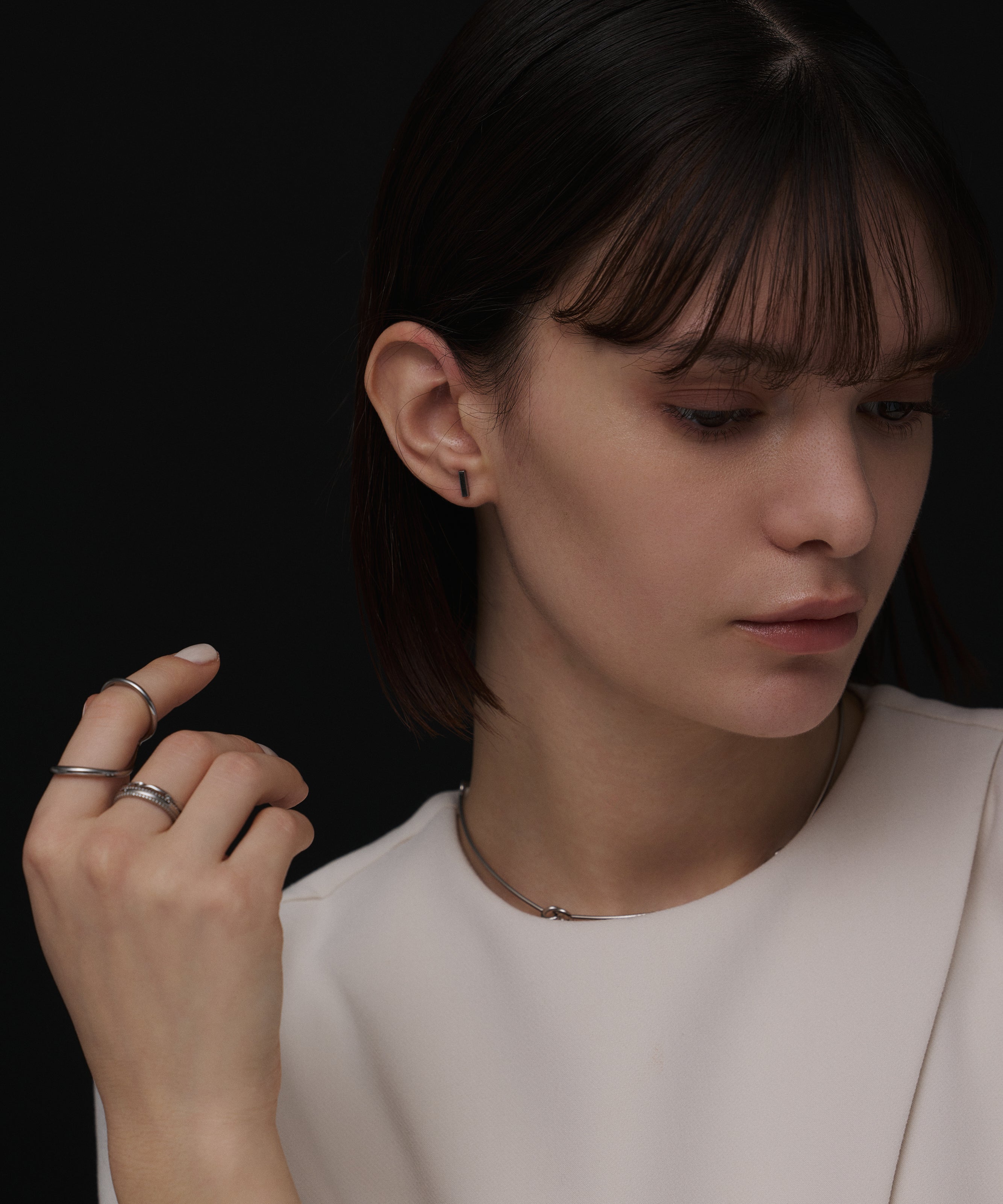 シルバー]ボックスピアス