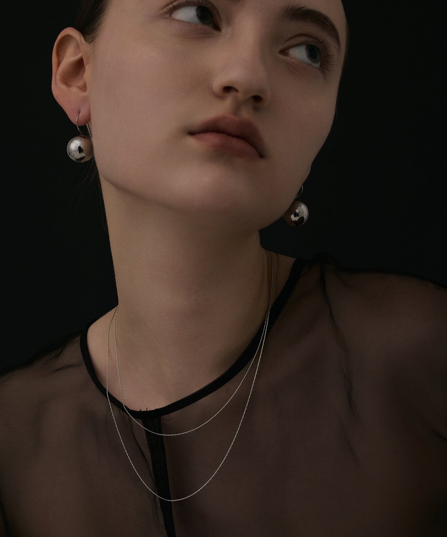 シルバー]ボールフックピアス