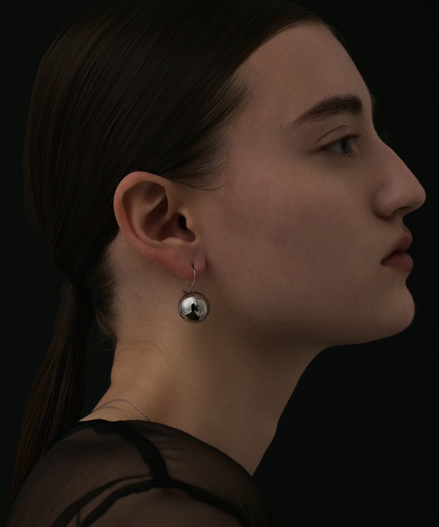 [Silver] Ball hook earrings