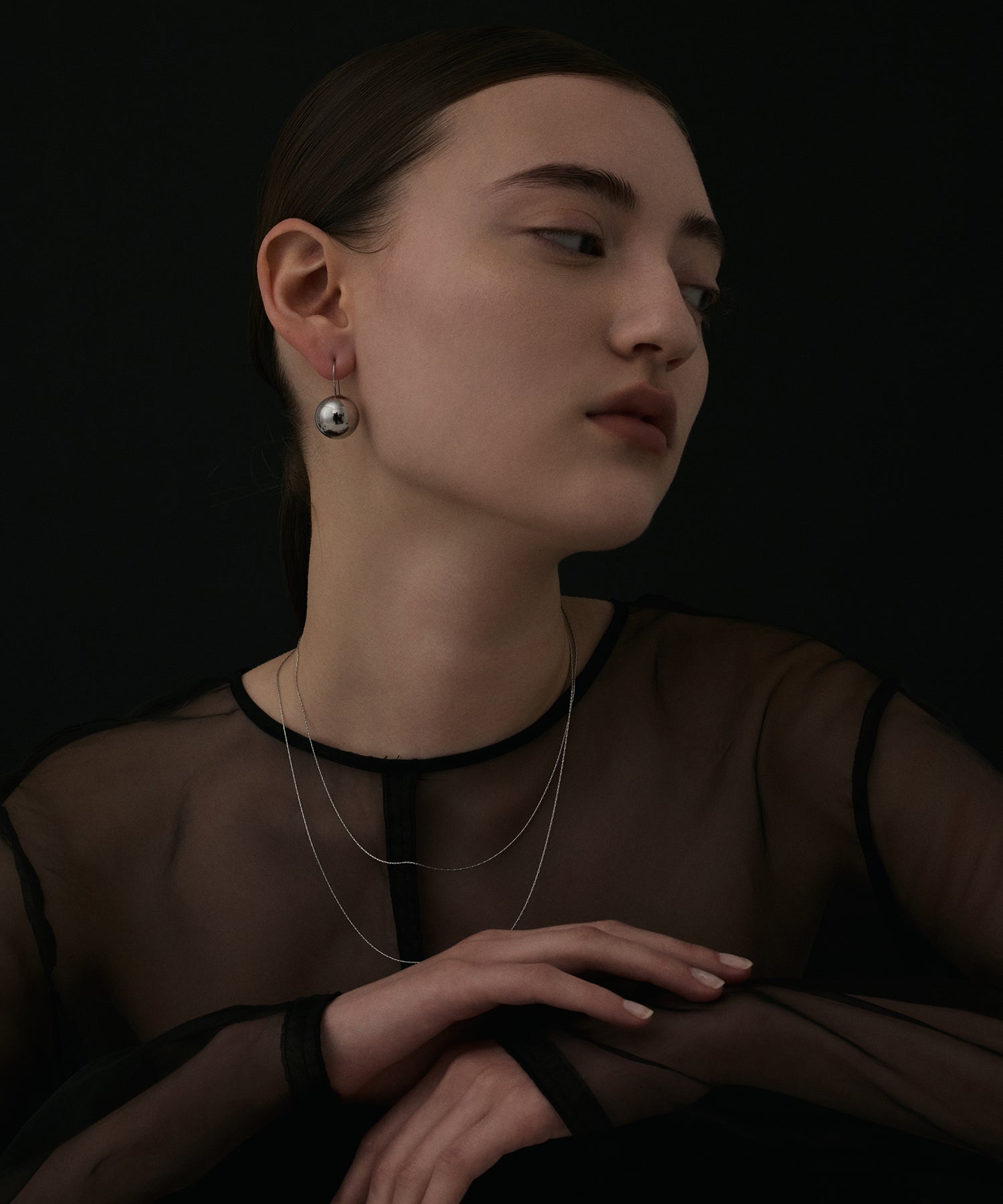 [Silver] Ball hook earrings