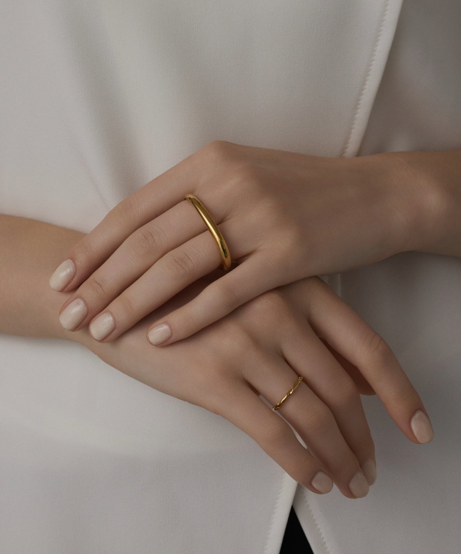 14K ゴールド ダブルパールリング ゴールド]ダブルパールリング