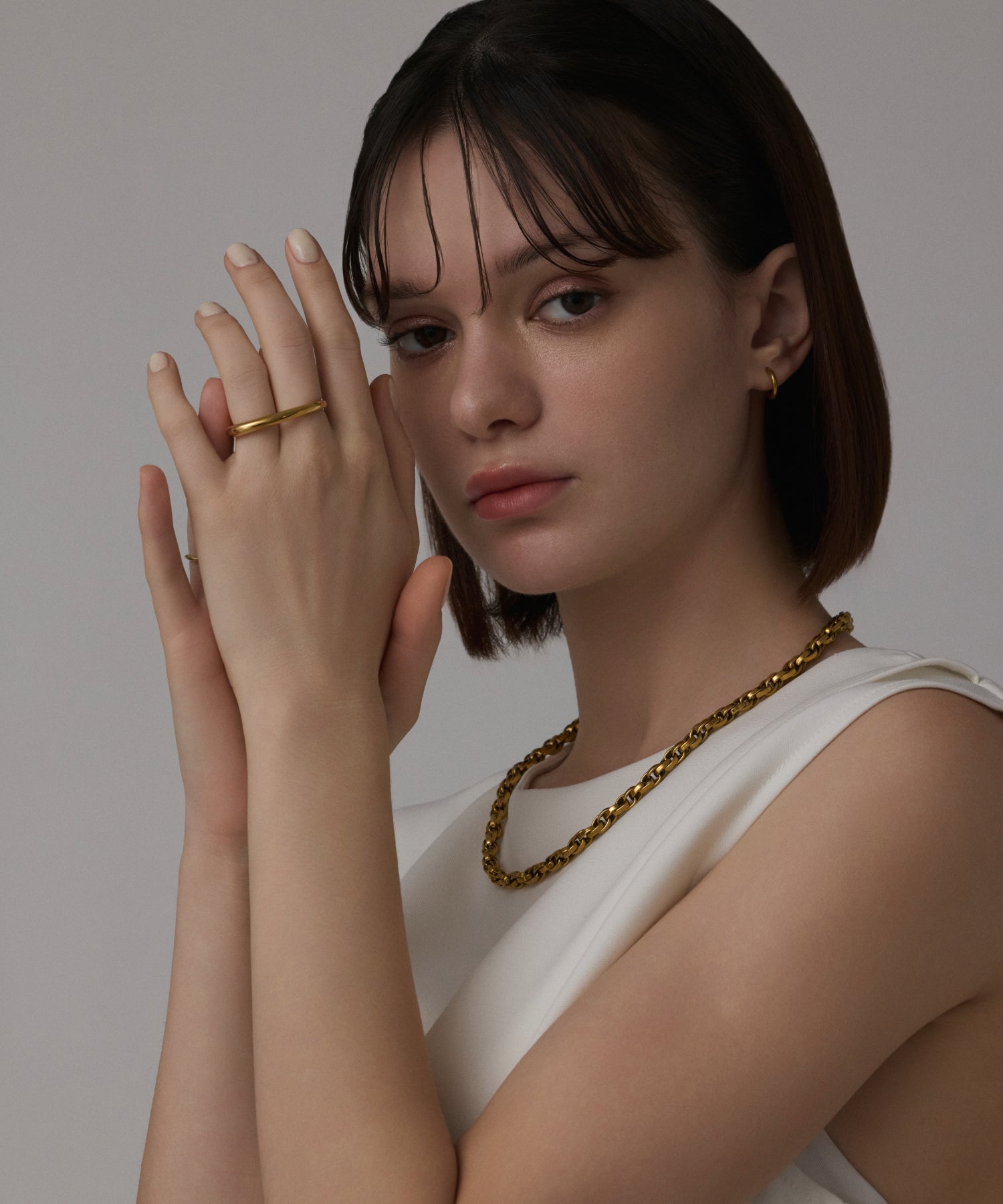 w double tokyo oval pinkie ring 15号 完売 ゴールド]ダブルリング
