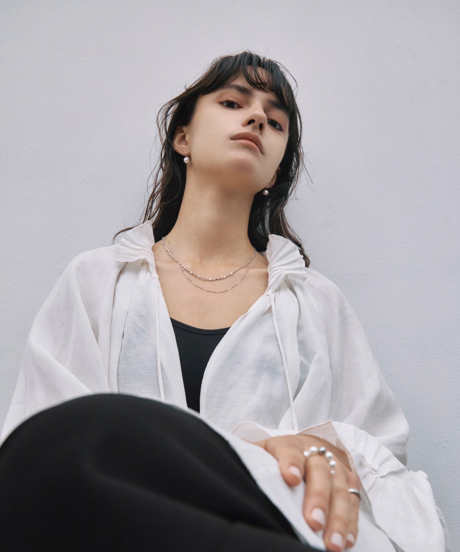 [Silver] Pearl French Earrings