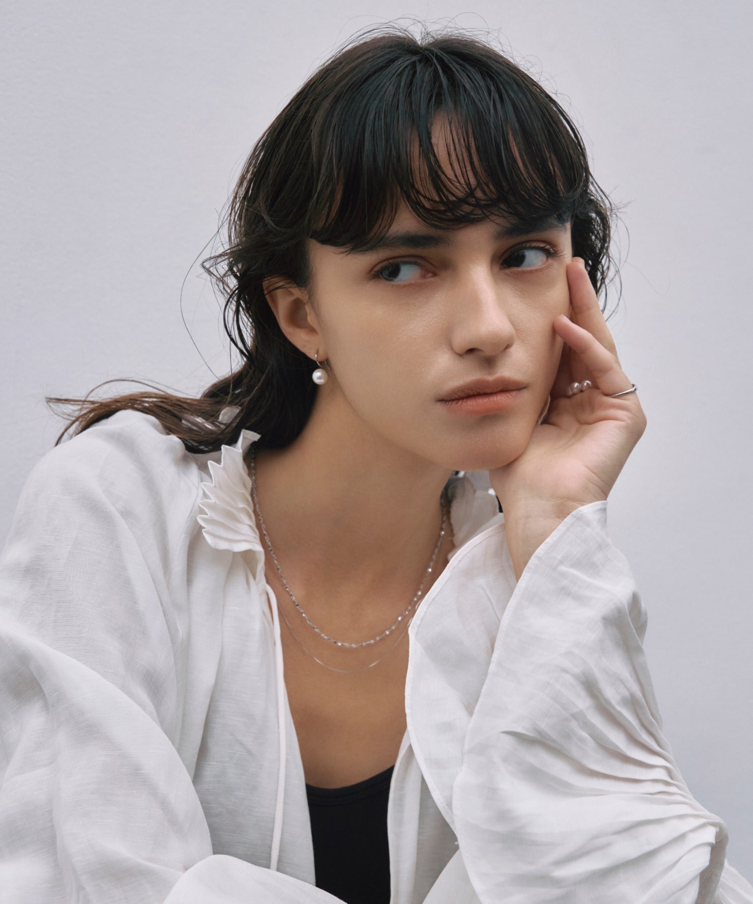 [Silver] Pearl French Earrings