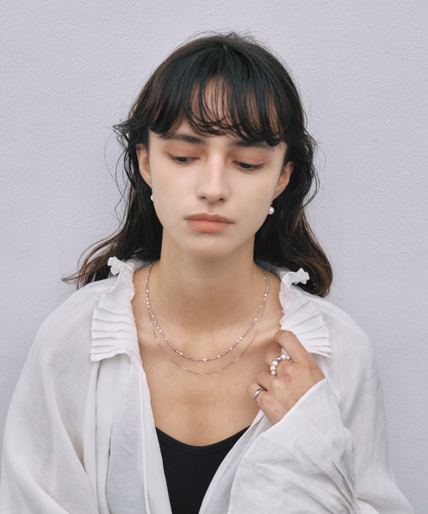 [Silver] Pearl French Earrings