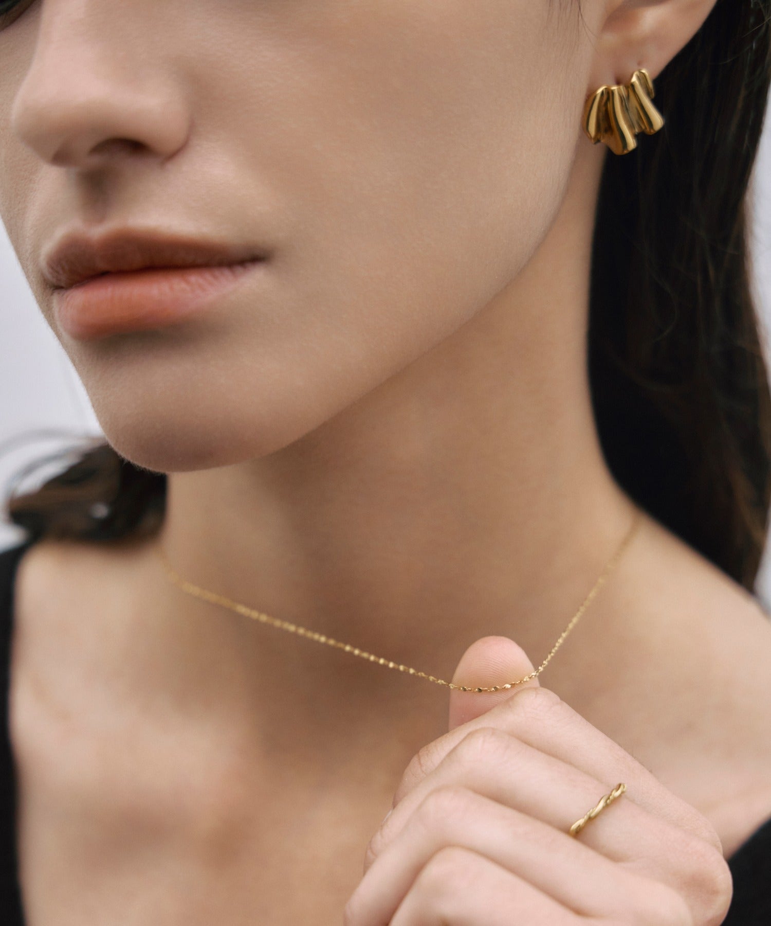 [Gold] Leaf Slide Chain Necklace
