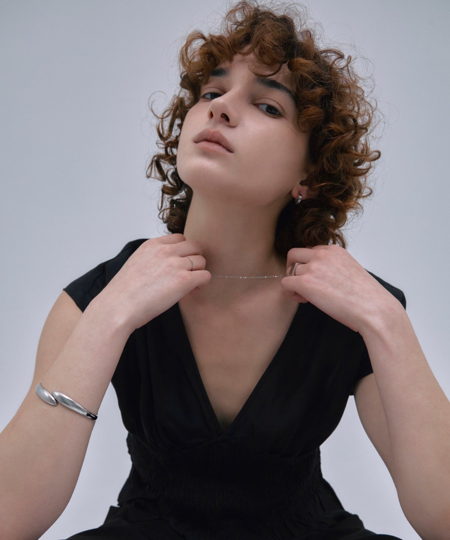 [Silver] Leaf slide chain necklace