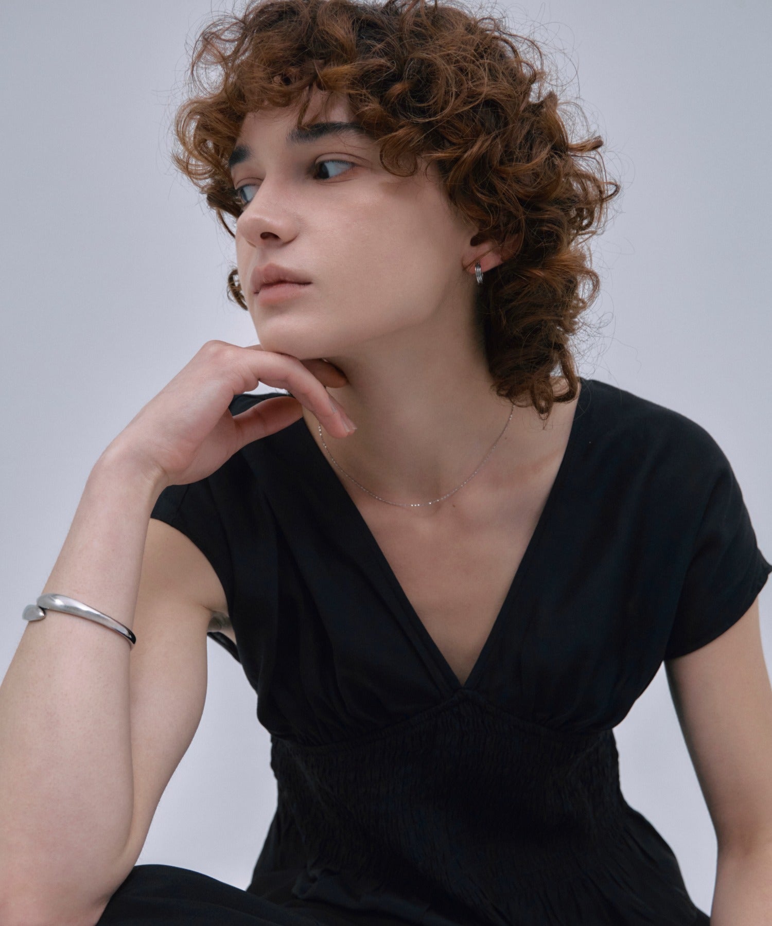 [Silver] Leaf slide chain necklace
