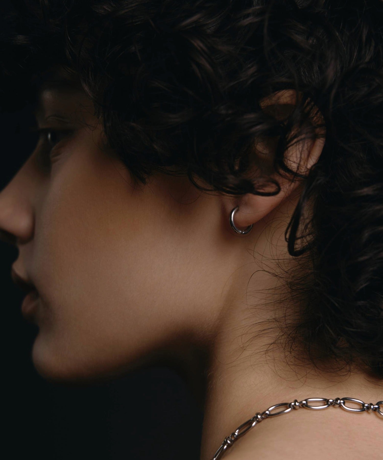 [Silver] One-touch loop earrings 12mm