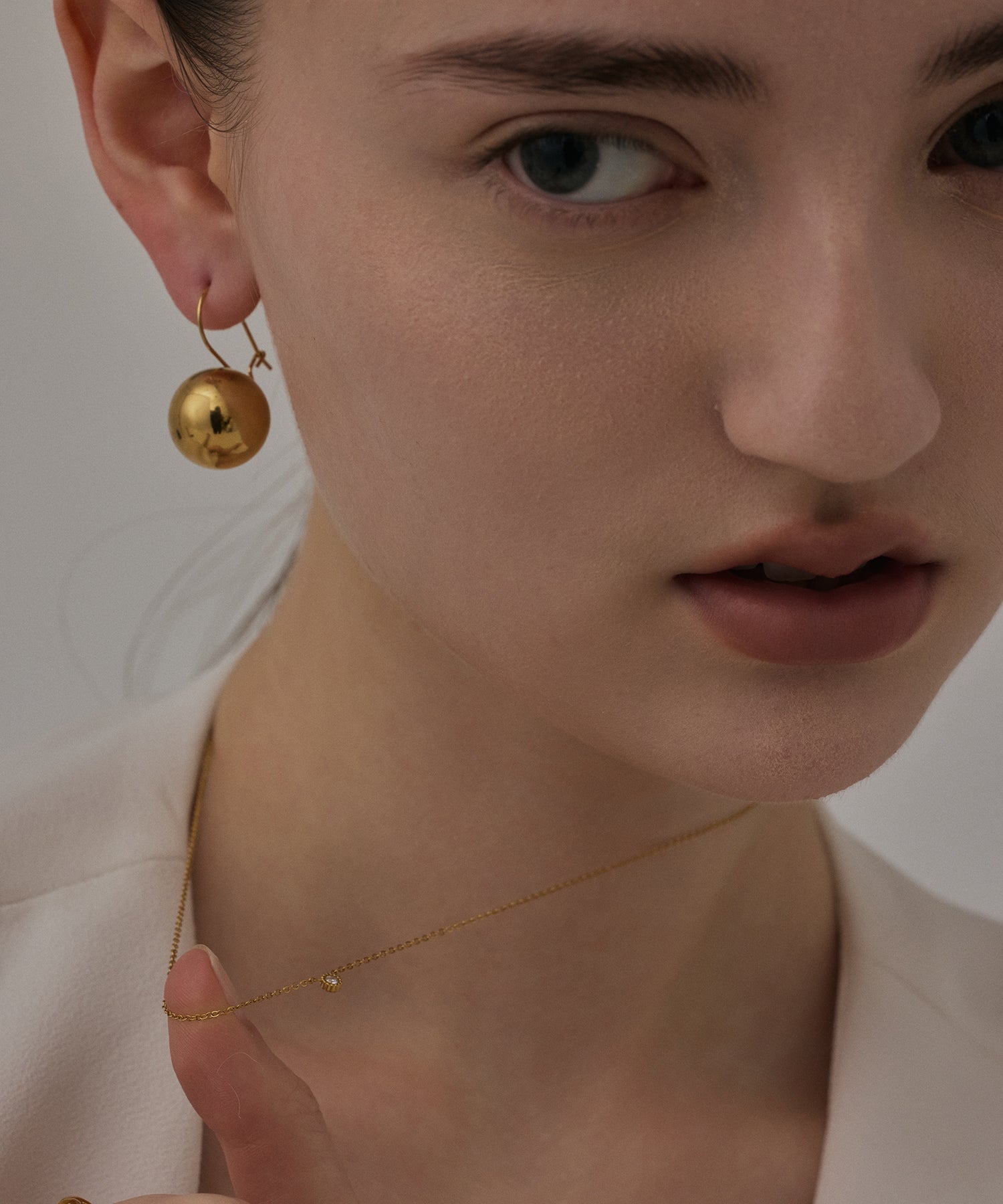 ゴールド]ジルコニアスライドチェーンネックレス