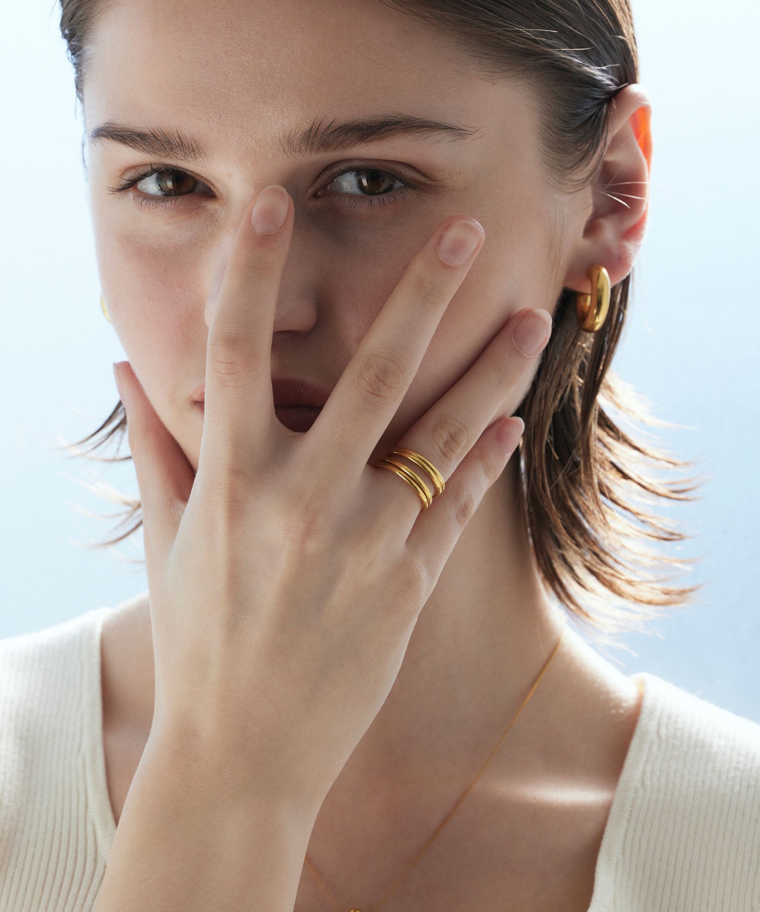 [Gold] Layered Cross Ring