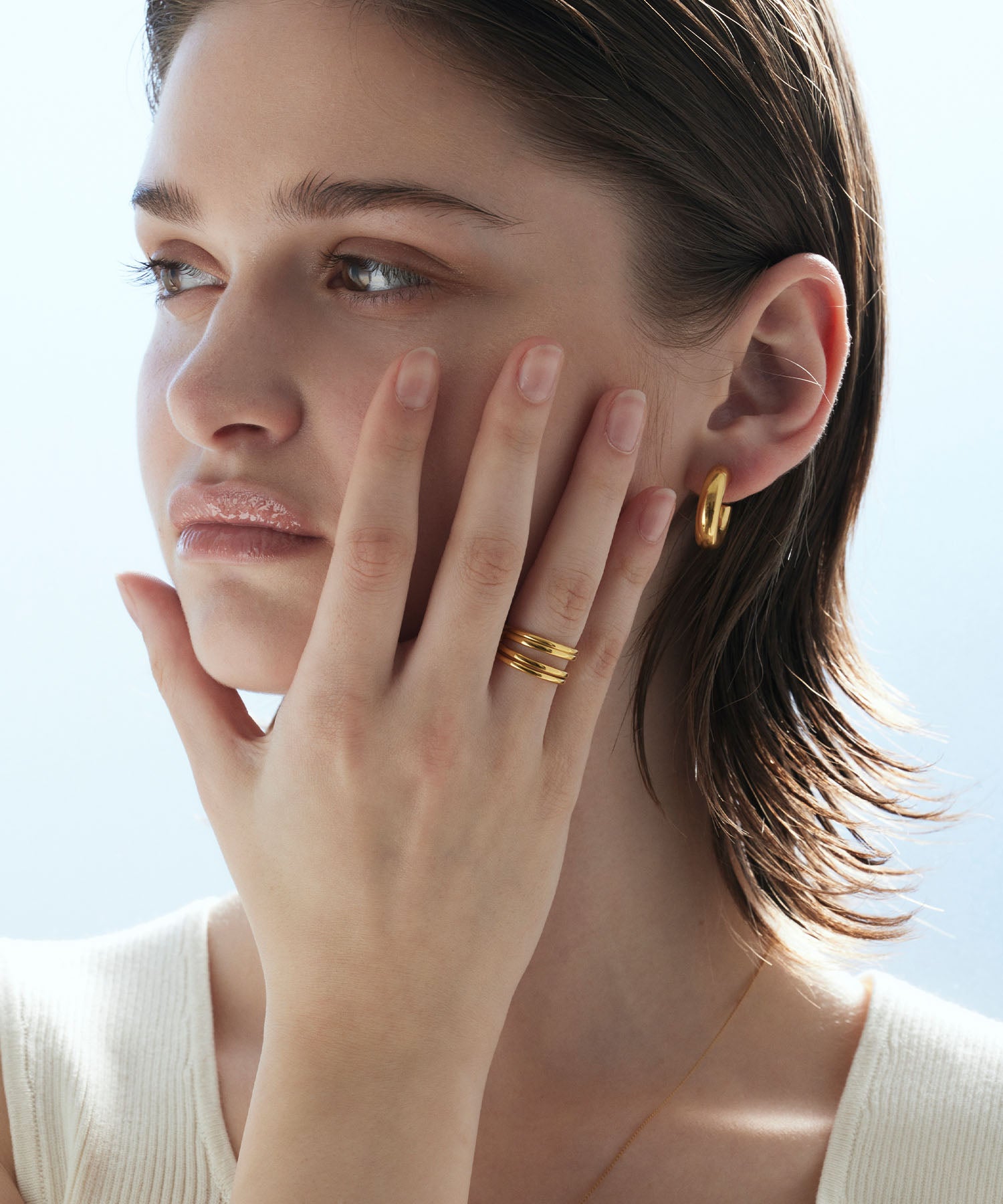 [Gold] Layered Cross Ring
