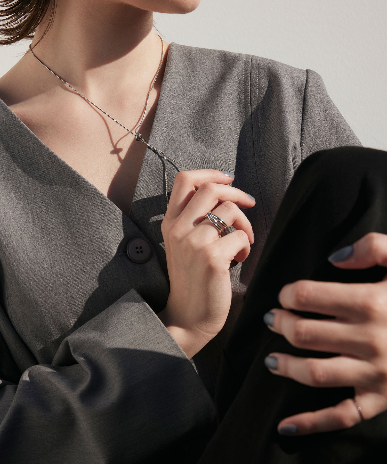 [Silver] Layered Cross Ring