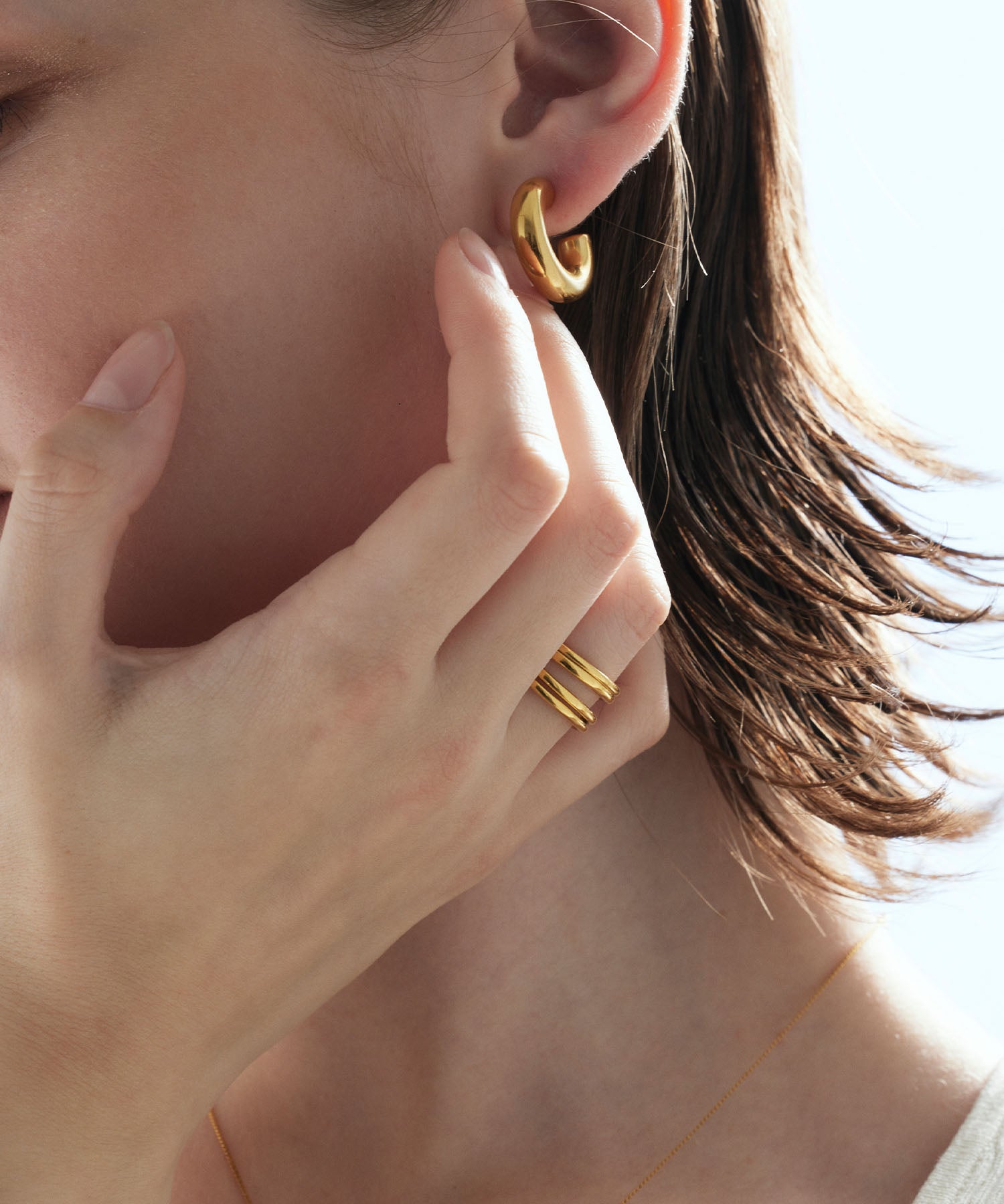 [Gold] Layered Cross Ring