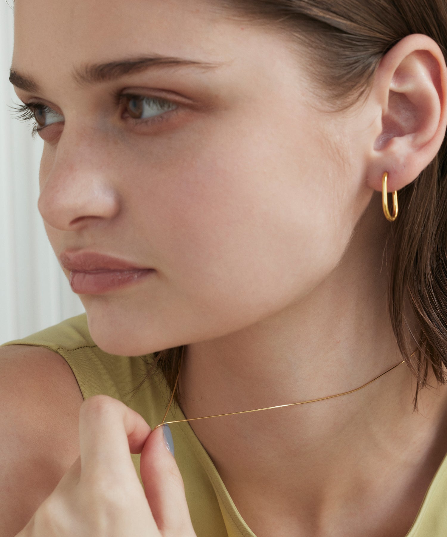 [Gold] Square Snake Slide Chain Necklace